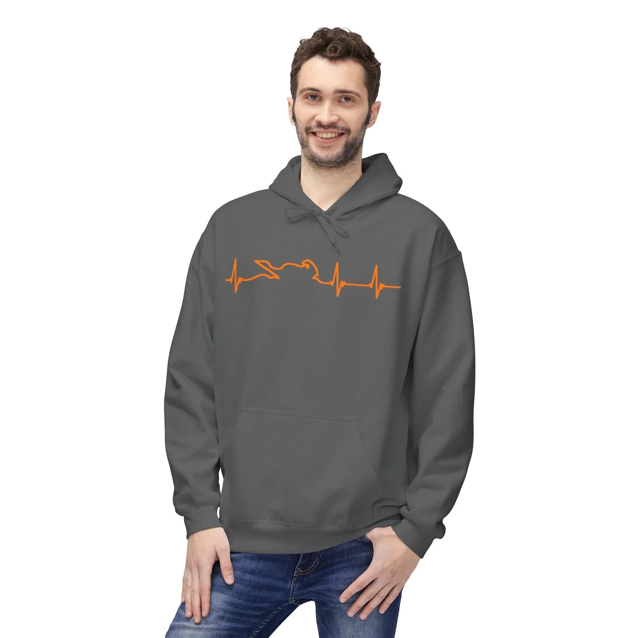 Motorcycle Passion Heartbeat Fleece Pullover Hoodie