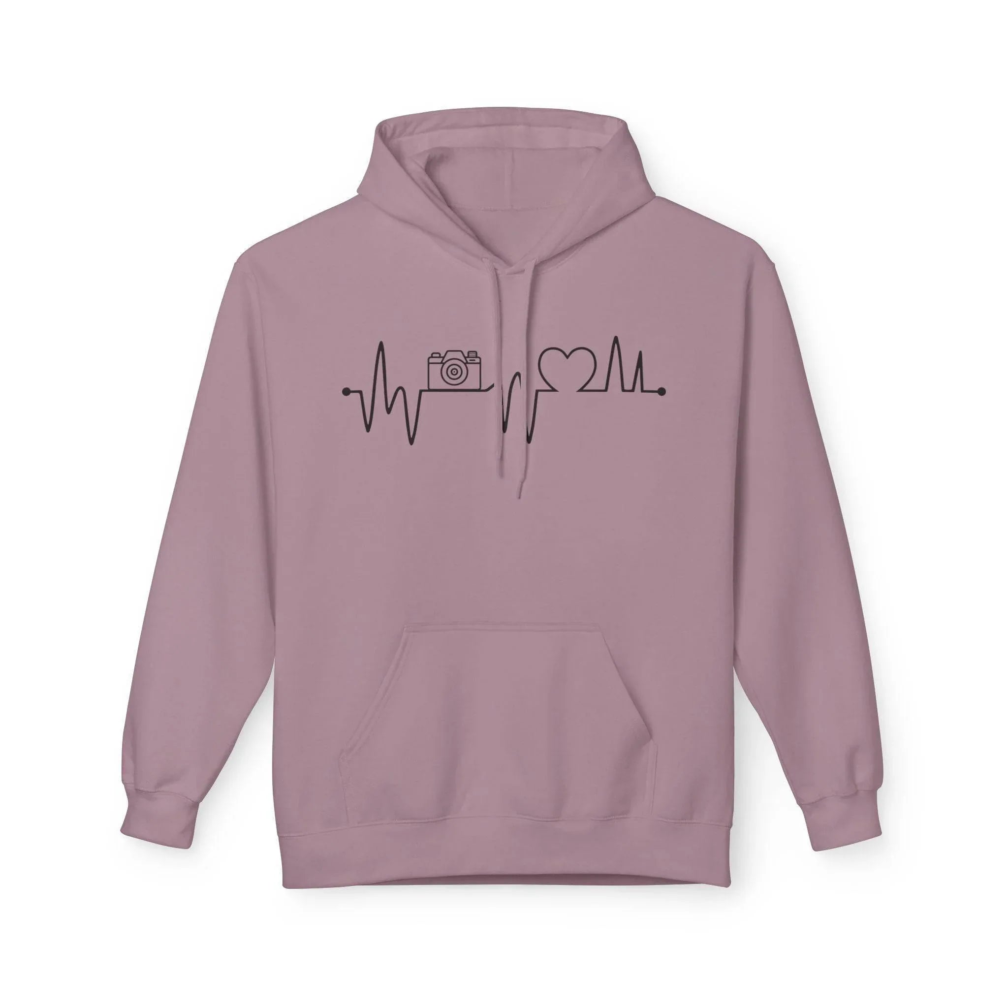 Cozy Photographer's Heartbeat Fleece Hoodie - Ultimate Comfort & Style