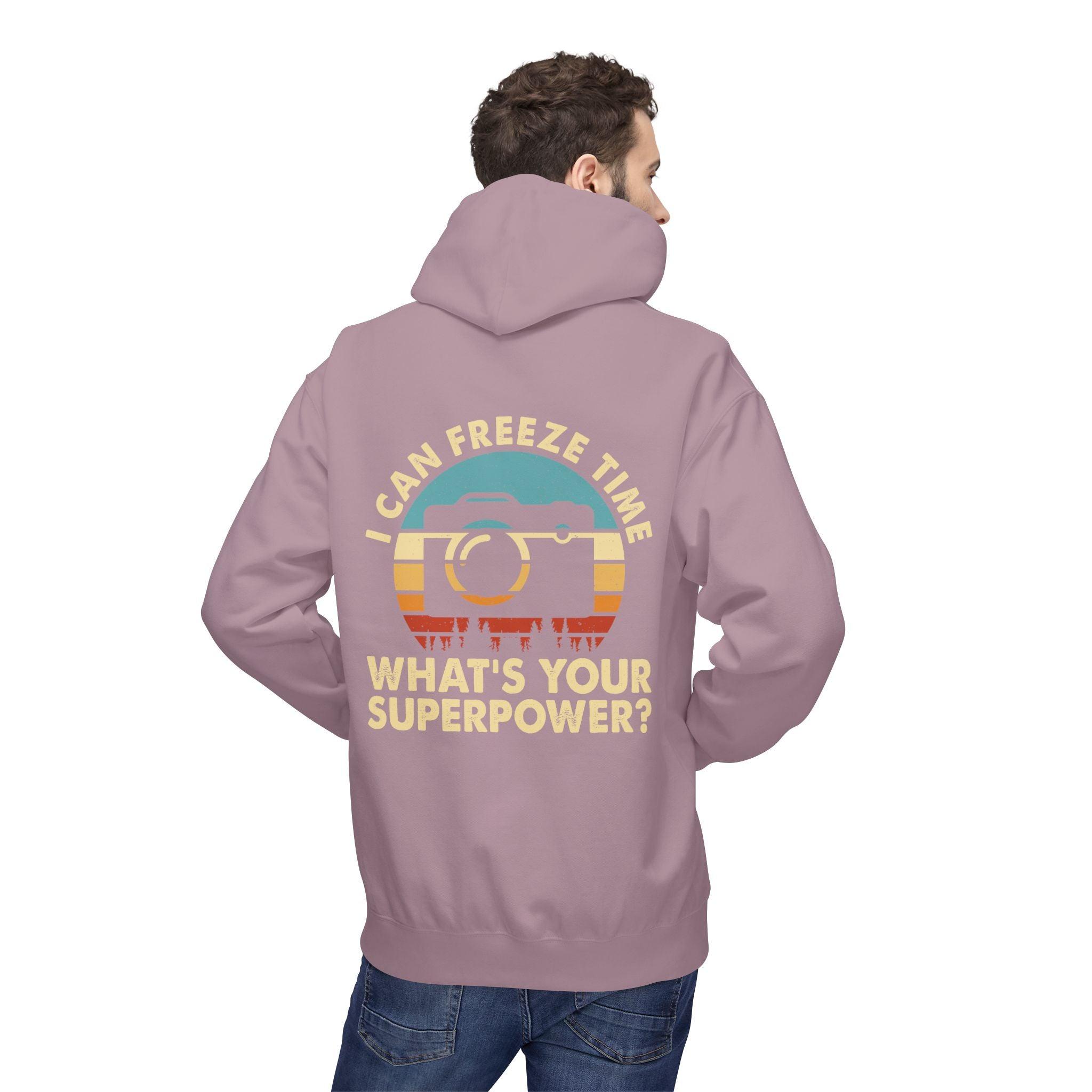 "I Can Freeze Time" Cozy Photographer's Fleece Hoodie - Perfect for Creative Souls!