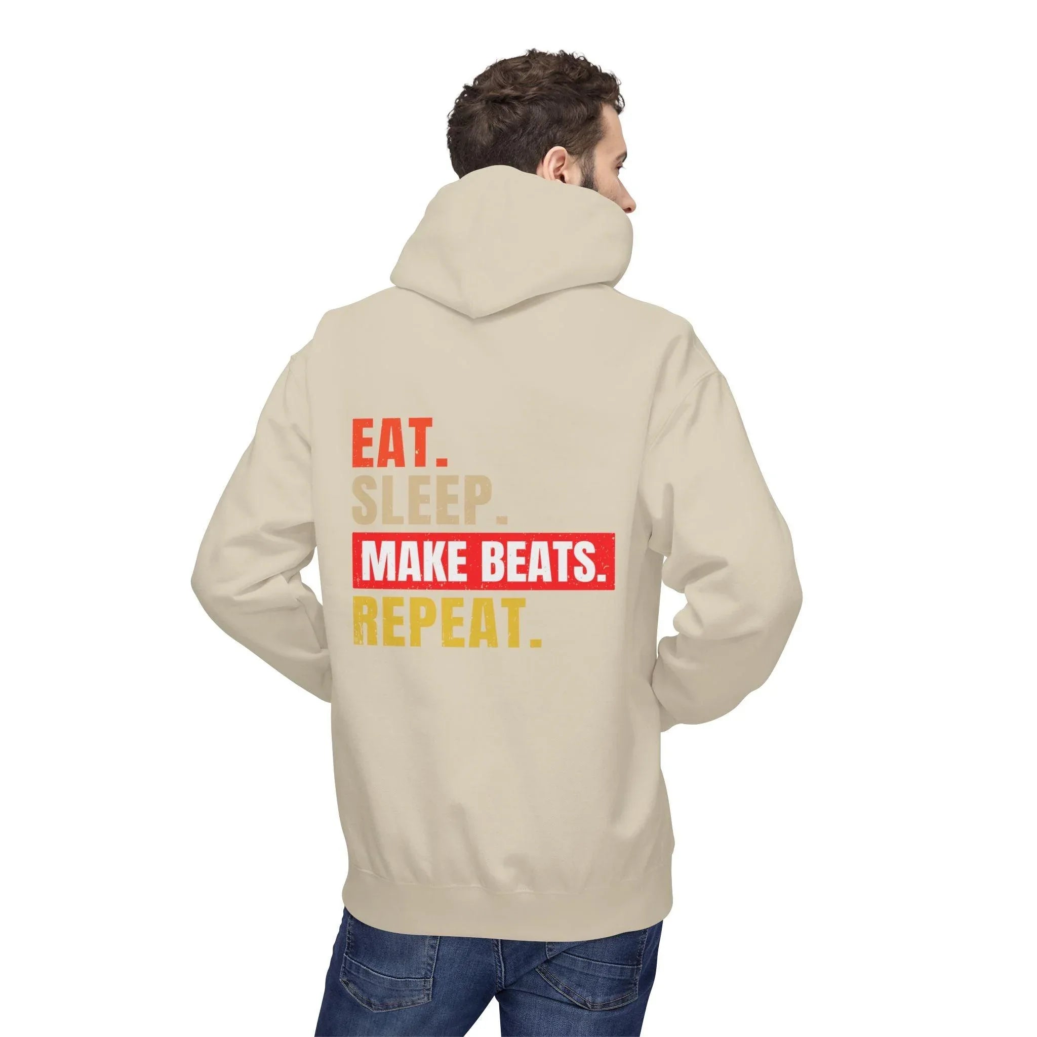 Cozy Music Producer Hoodie: 'Eat. Sleep. Make Beats. Repeat' Fleece Design