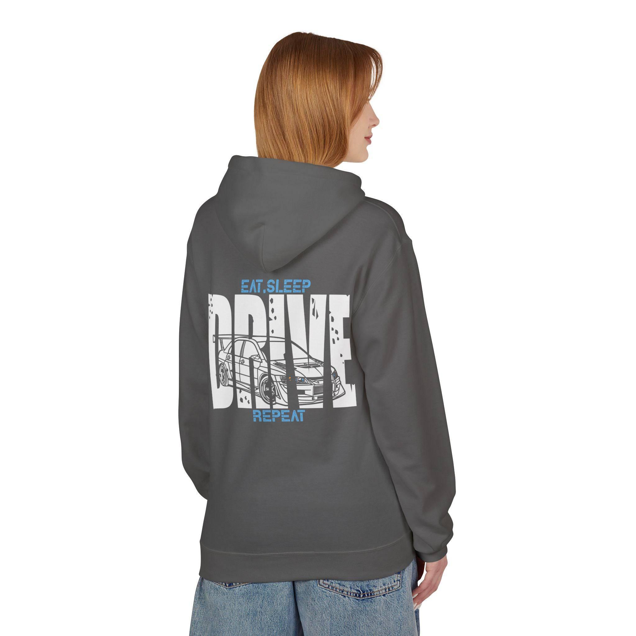 Widebody Mitsubishi Evo 9 DRIVE Fleece Hoodie for Automotive Enthusiasts