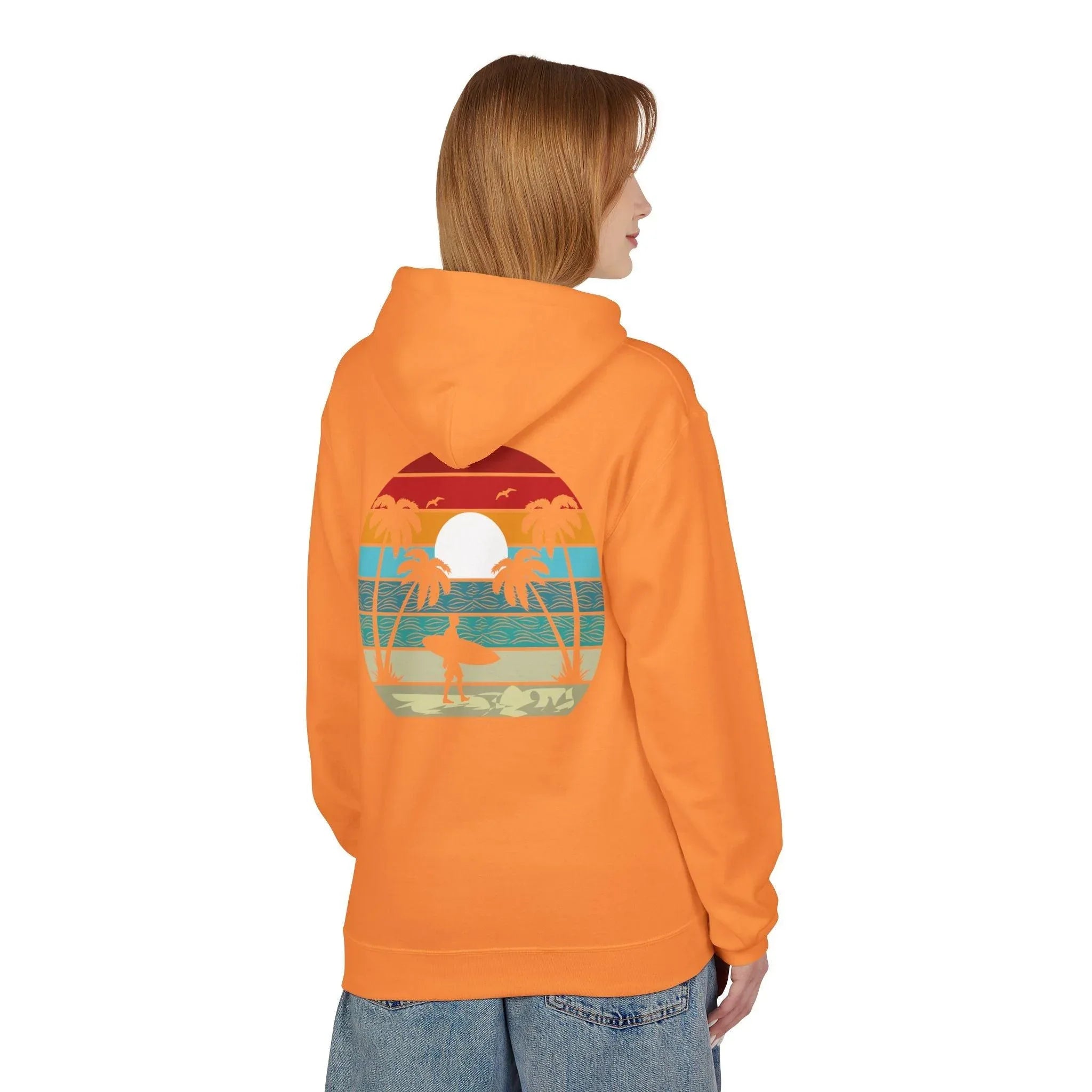 Classic Coastal Vibes Fleece Hoodie - Retro Surfer Style for Ultimate Comfort