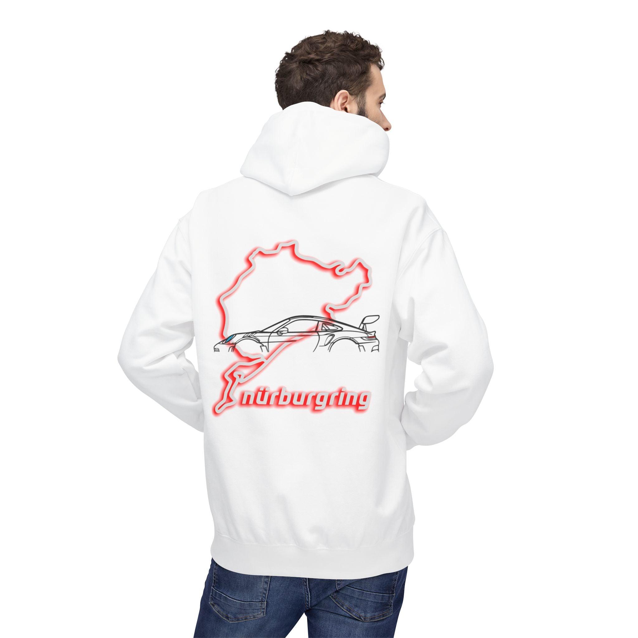 Porsche GT3RS Red Eyes Fleece Hoodie - Nürburgring Race Track Style