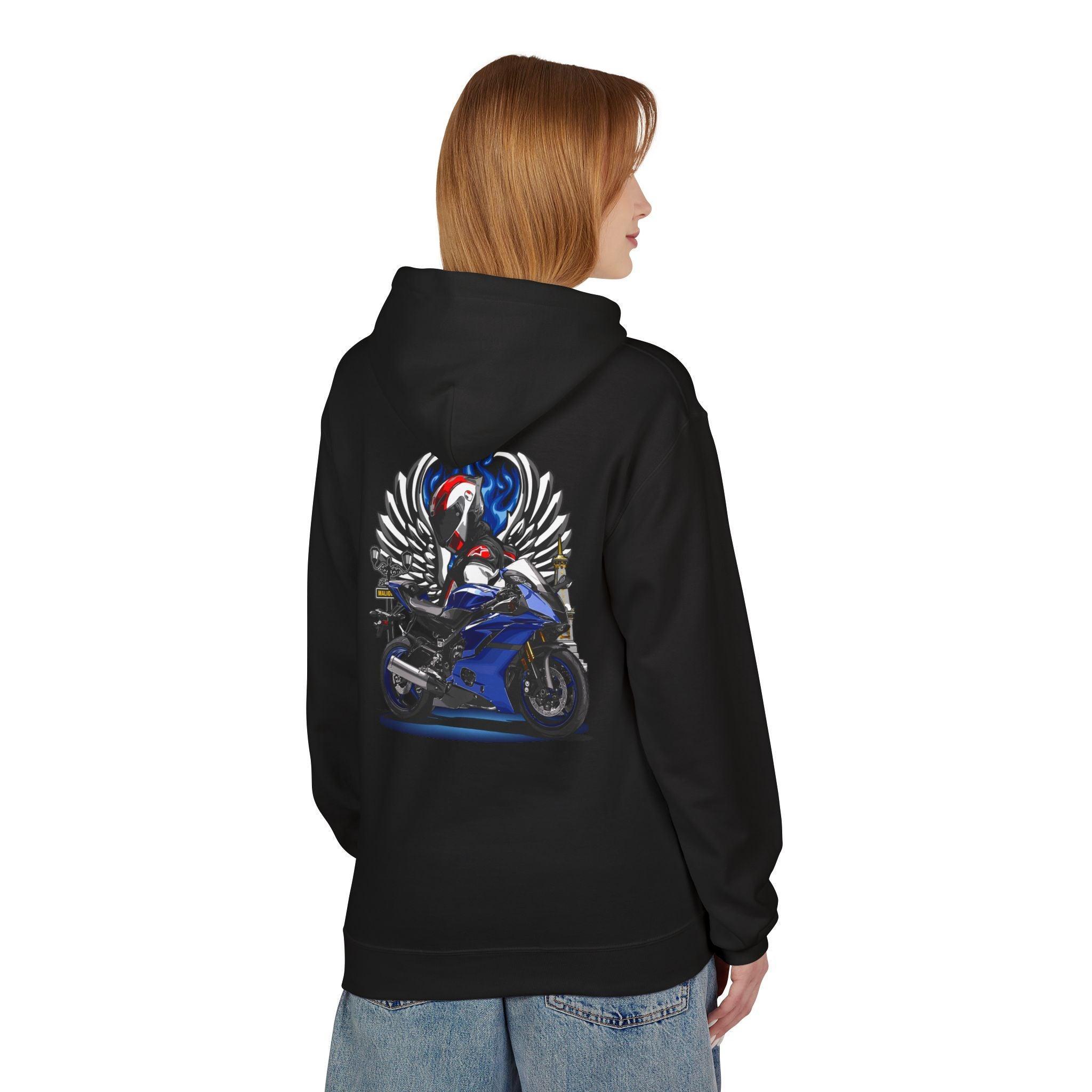 Yamaha R6 Winged Biker Fleece Hoodie - Ultimate Comfort for Motorcycle Lovers