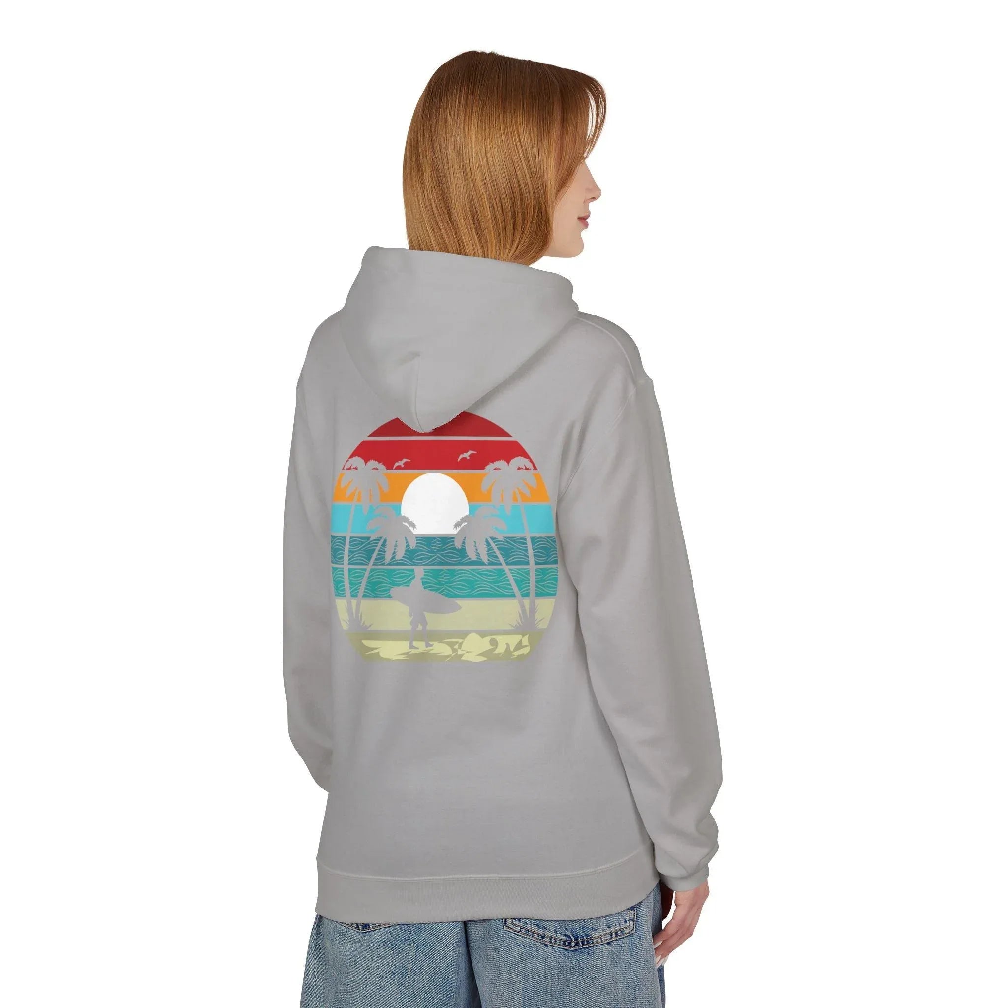 Classic Coastal Vibes Fleece Hoodie - Retro Surfer Style for Ultimate Comfort
