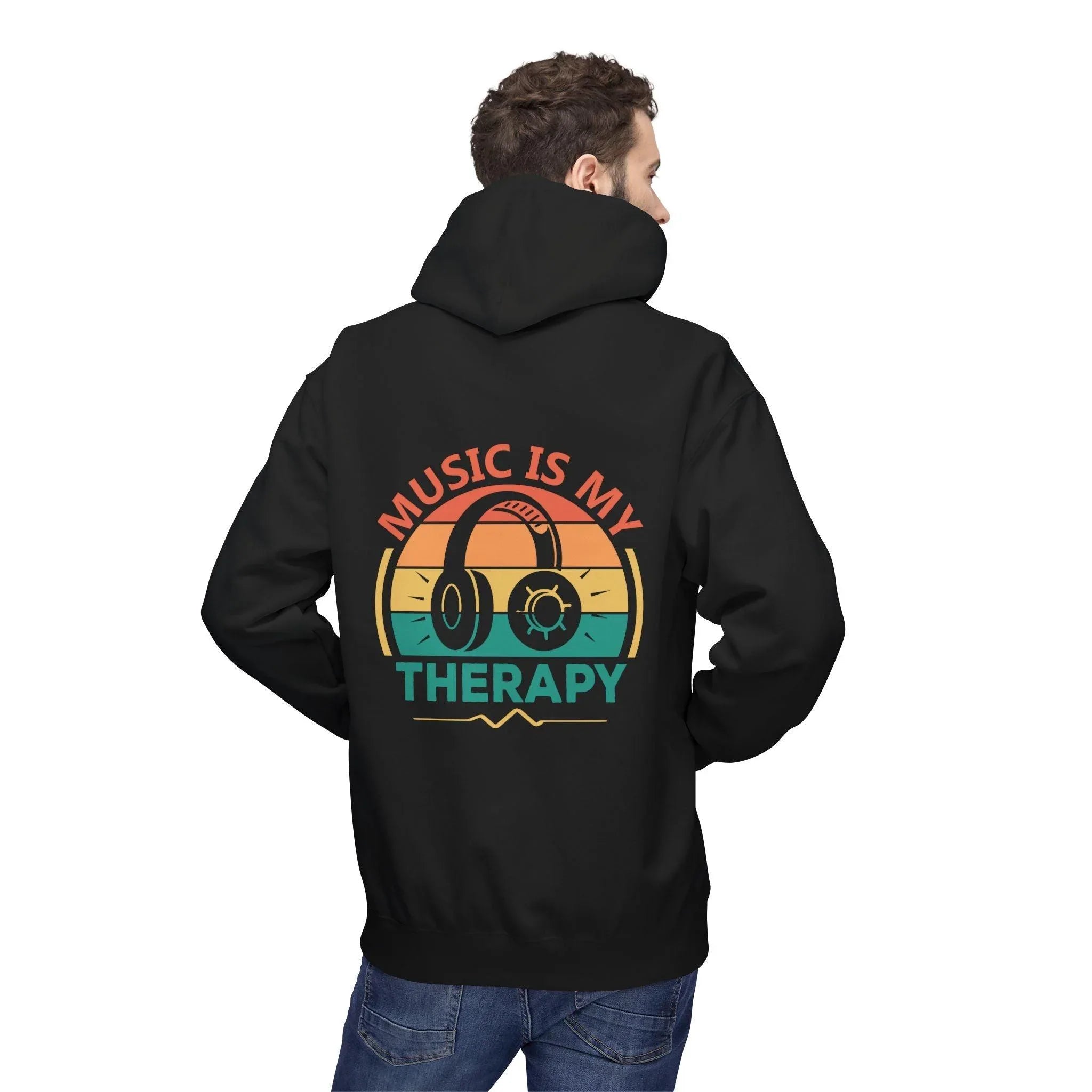 Cozy "Music Is My Therapy" Fleece Hoodie for Ultimate Comfort and Style
