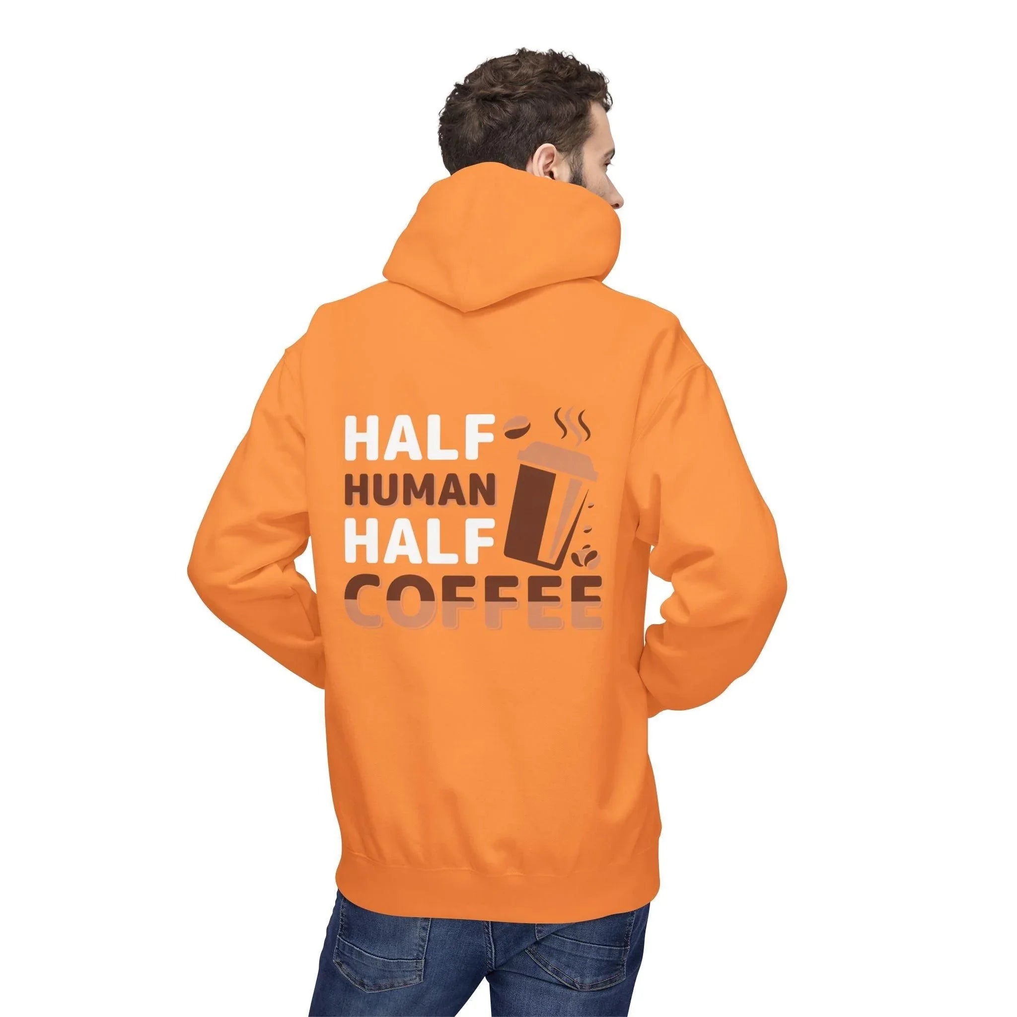 Cozy Coffee Lover's Fleece Hoodie: Half Human, Half Brewed Bliss