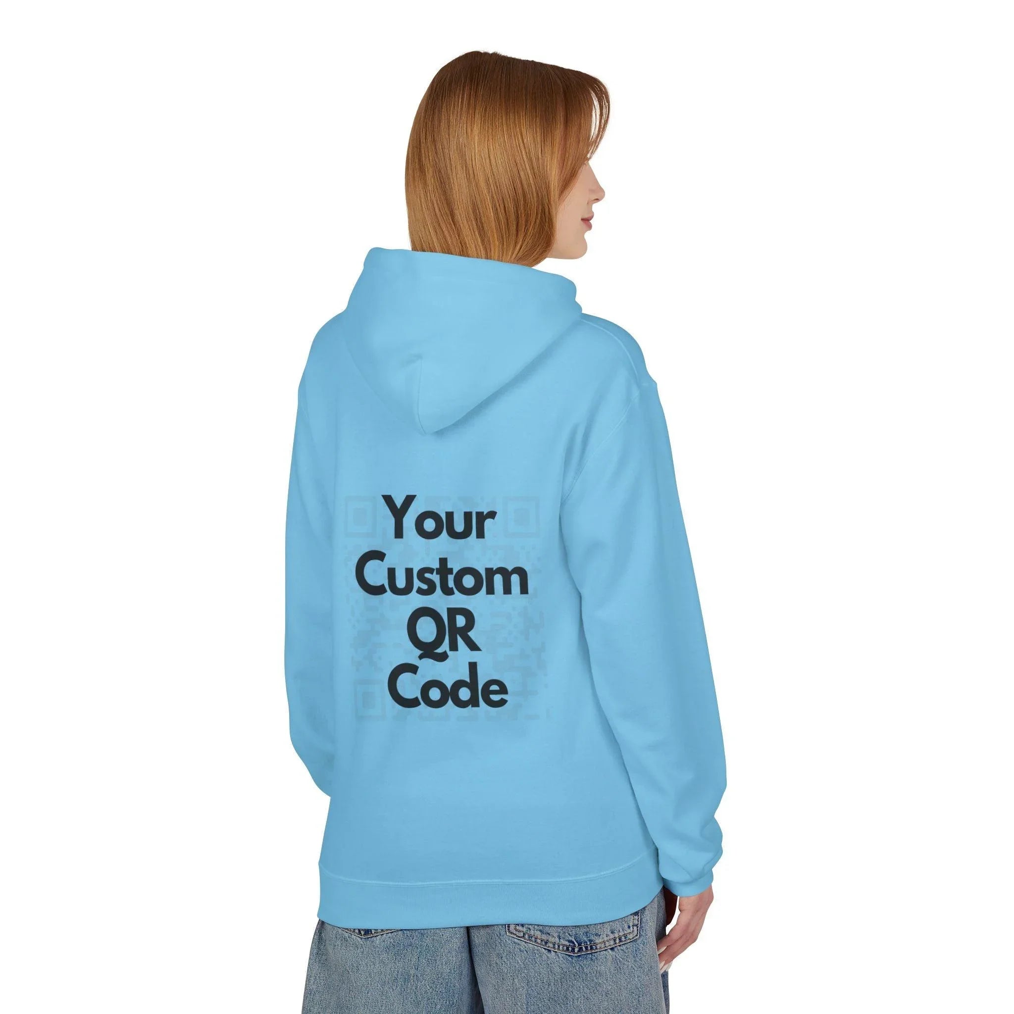 Customizable QR Code Fleece Hoodie for Social Media Engagement