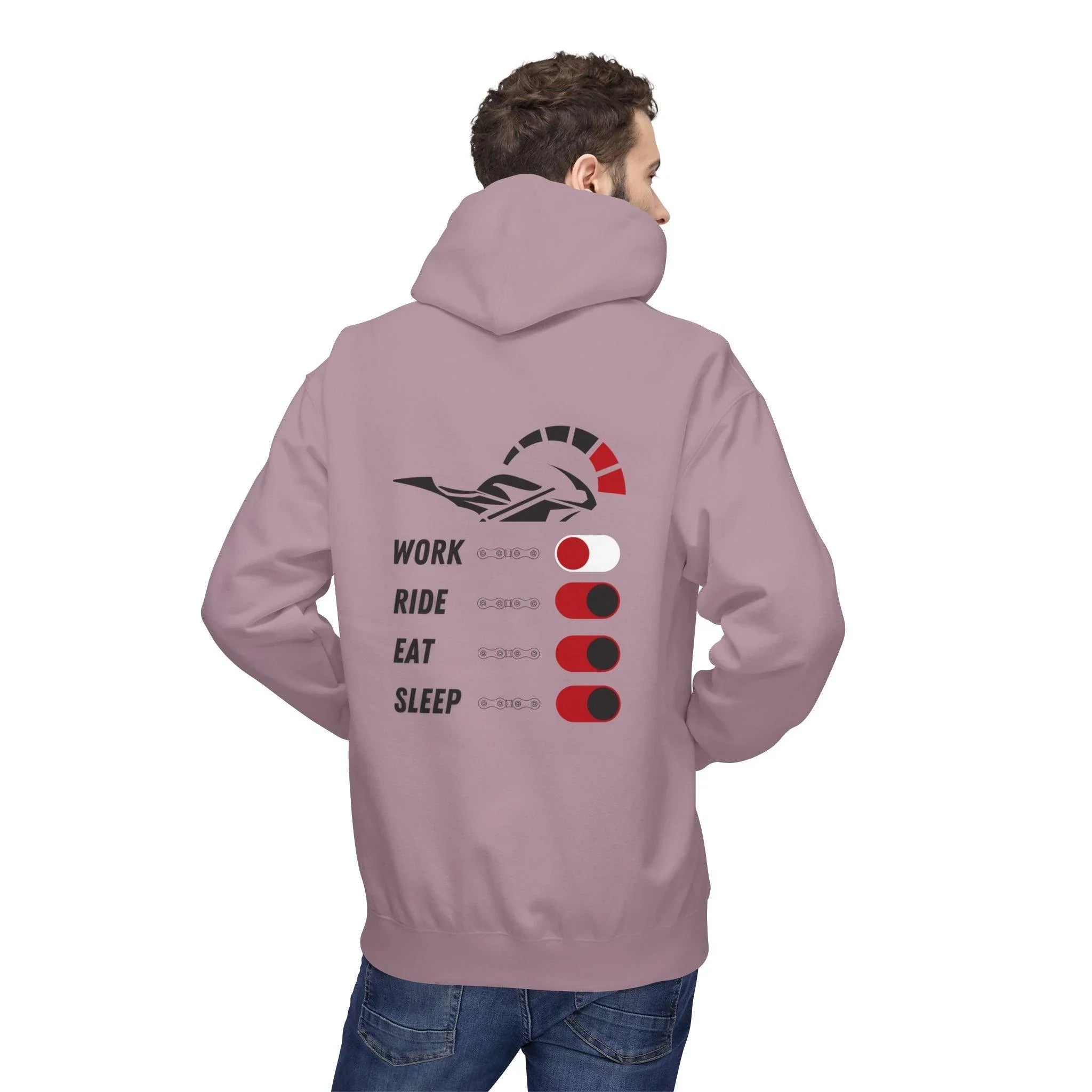 Throttle Designs Adventure Fleece Hoodie - "Live to Ride, Eat, Sleep"