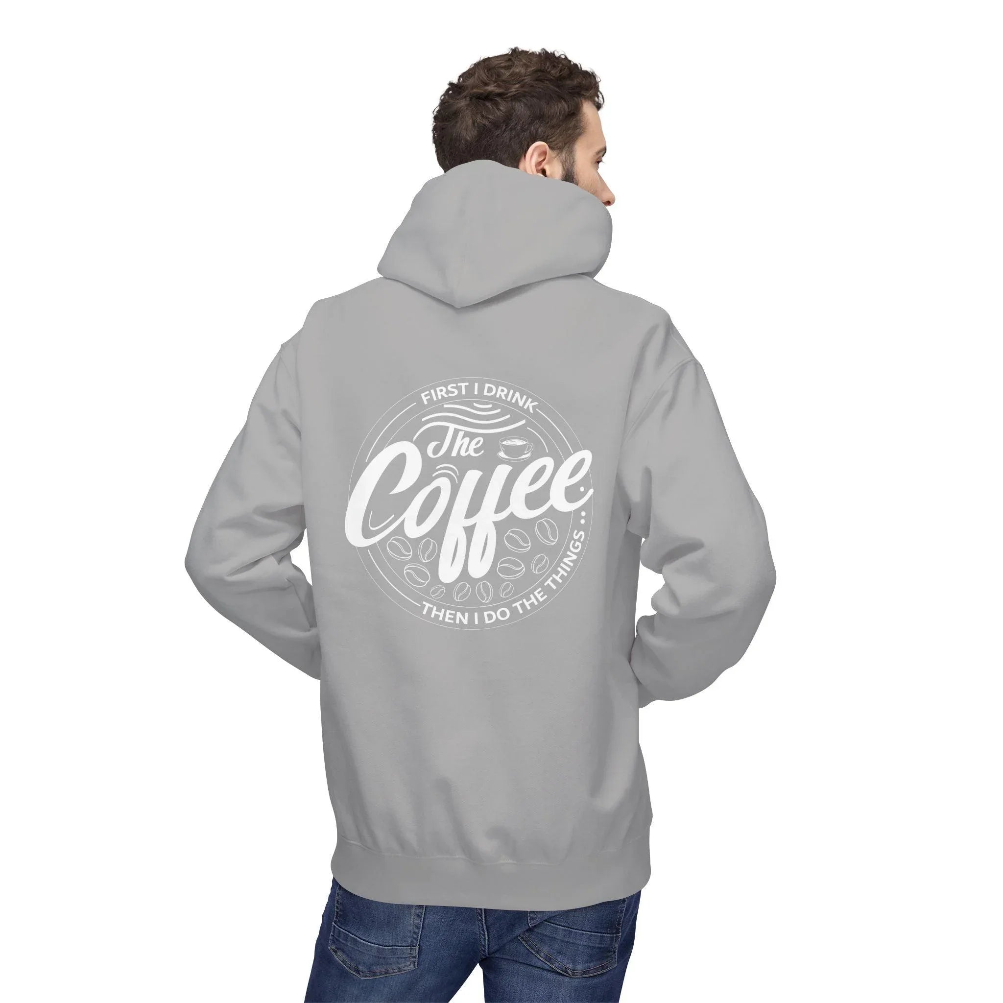 Cozy Up with the "Coffee First" Premium Fleece Hoodie