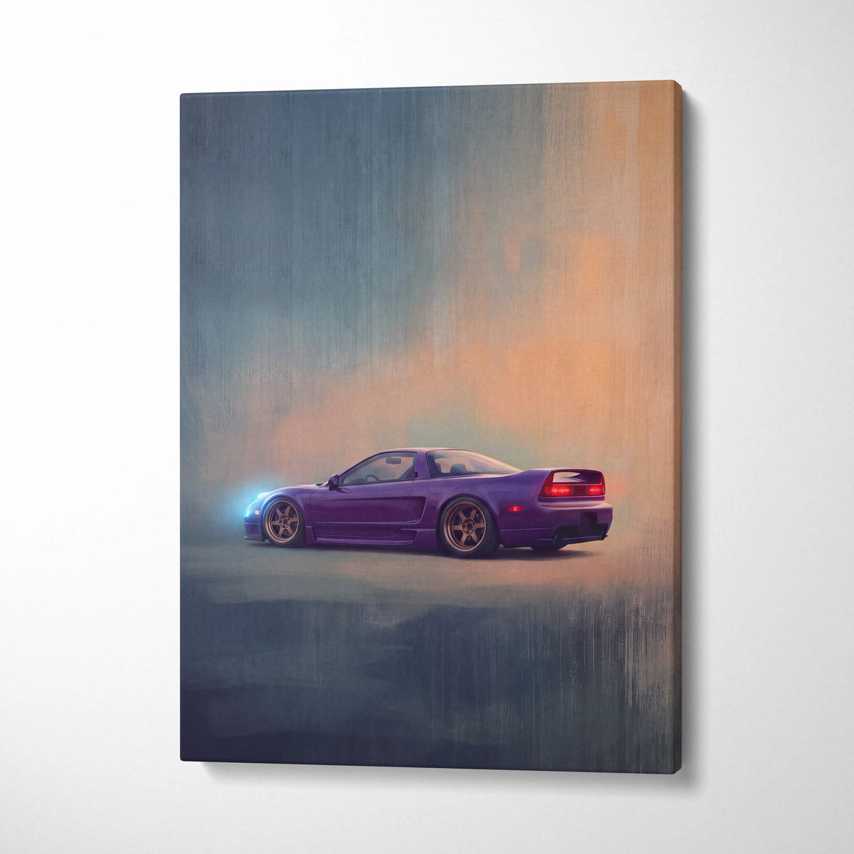 Honda NSX Inspired Automotive Wall Art - Purple JDM Sports Car Canvas Painting