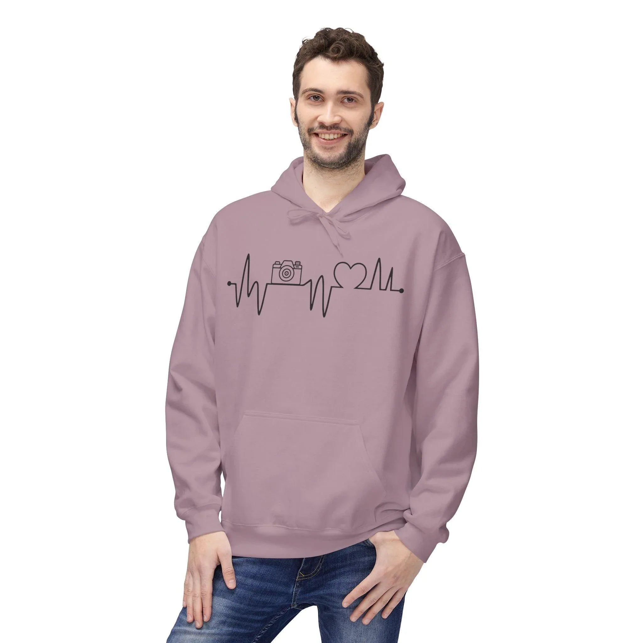 Cozy Photographer's Heartbeat Fleece Hoodie - Ultimate Comfort & Style