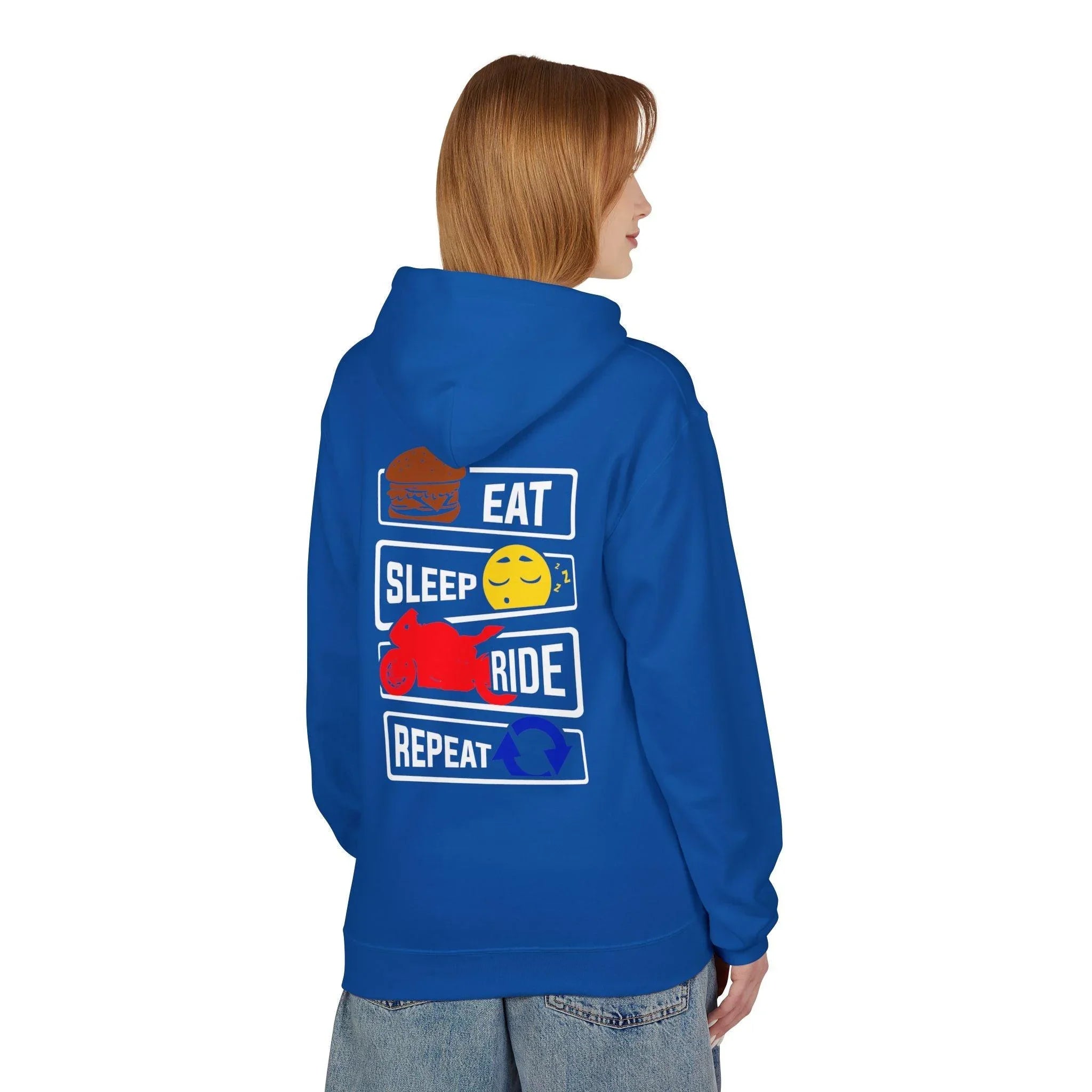 Ride in Style: Eat, Sleep, Repeat Premium Fleece Hoodie