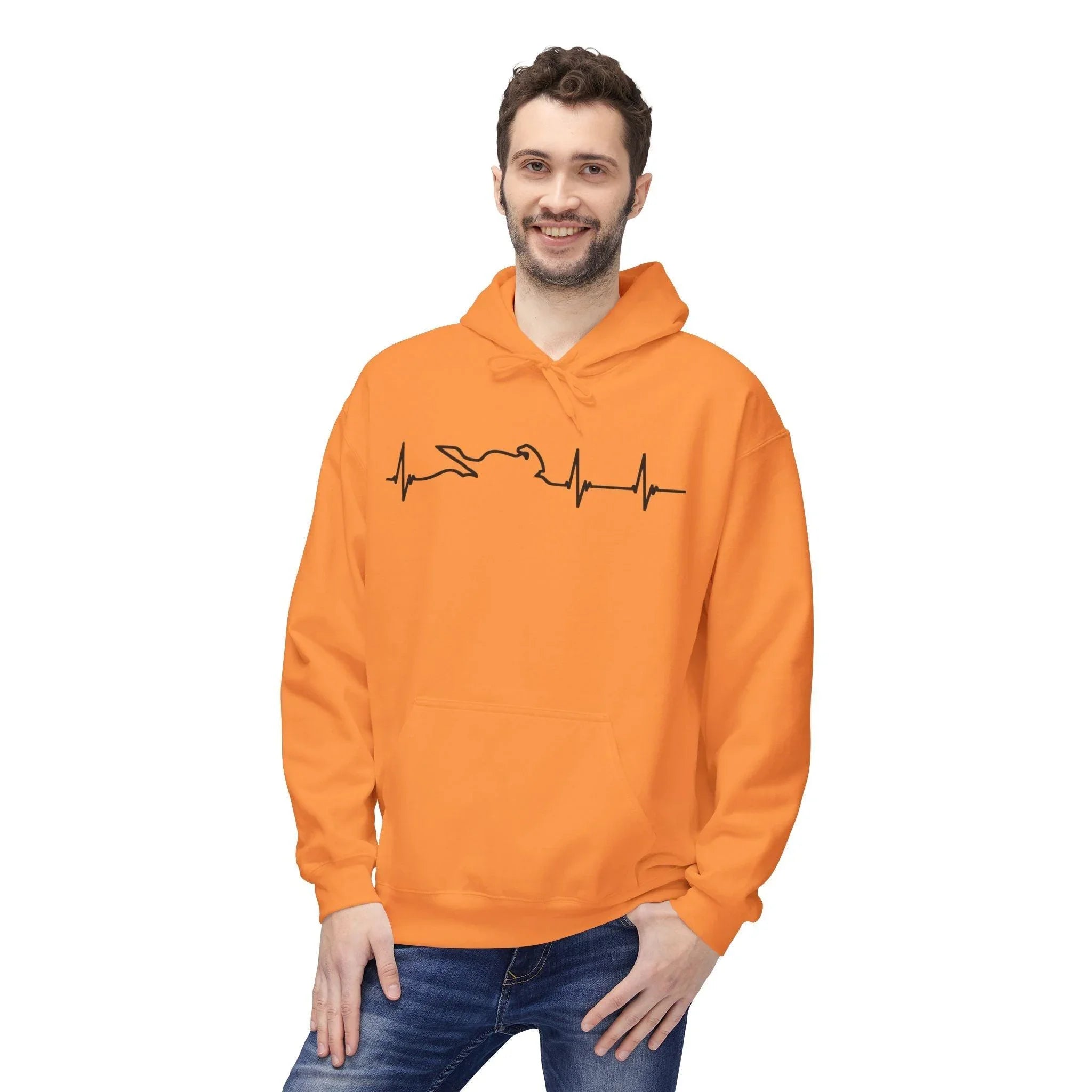 Motorcycle Passion Heartbeat Fleece Pullover Hoodie