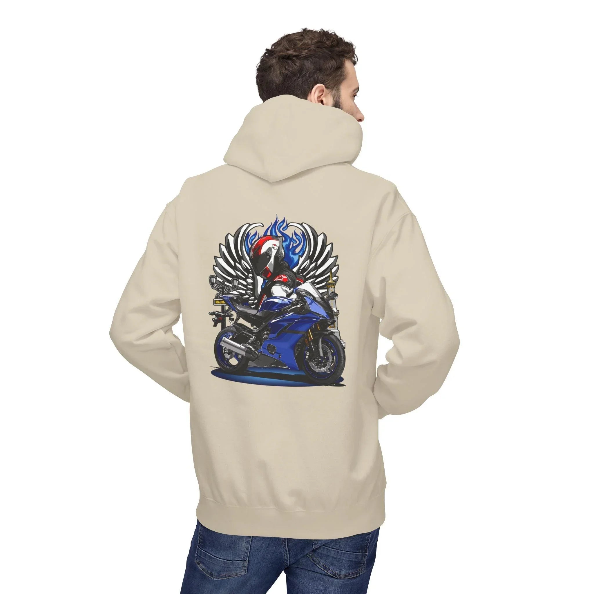 Yamaha R6 Winged Biker Fleece Hoodie - Ultimate Comfort for Motorcycle Lovers