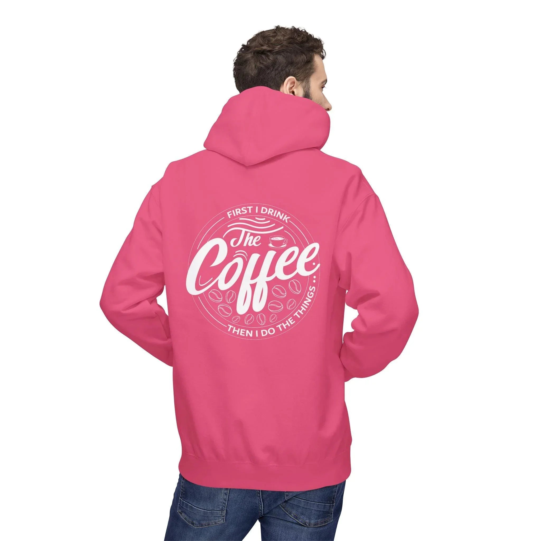 Cozy Up with the "Coffee First" Premium Fleece Hoodie