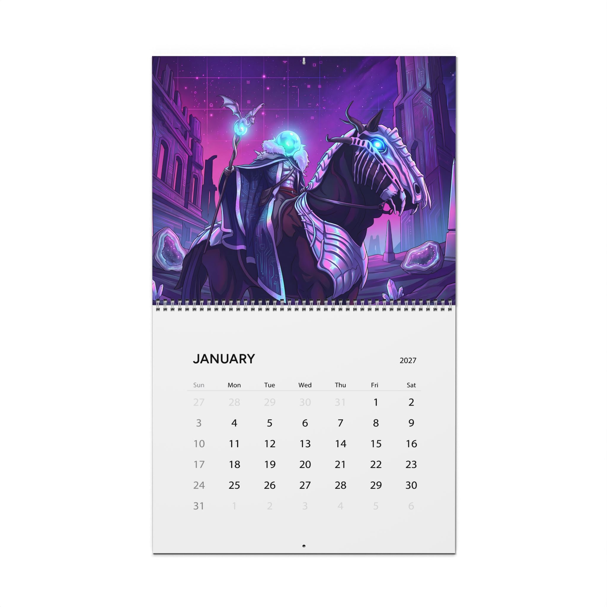 2027 Fantasy Artwork Wall Calendar – Vaporwave Inspired Neon Art Collection