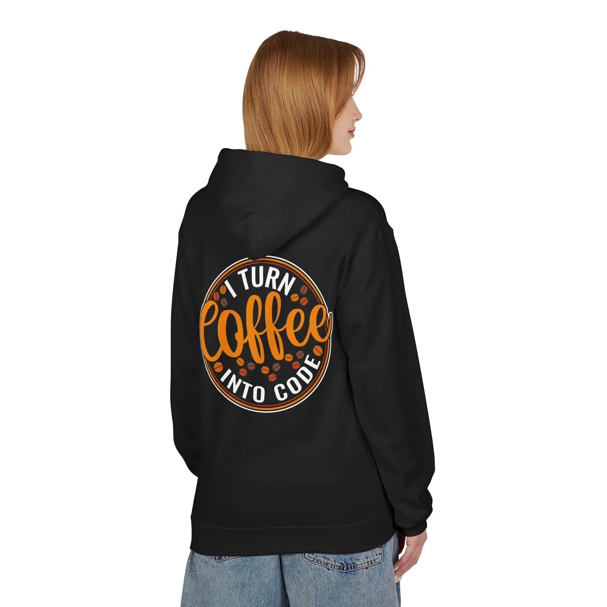 "I Turn Coffee Into Code" Cozy Hoodie for Coders and Tech Lovers