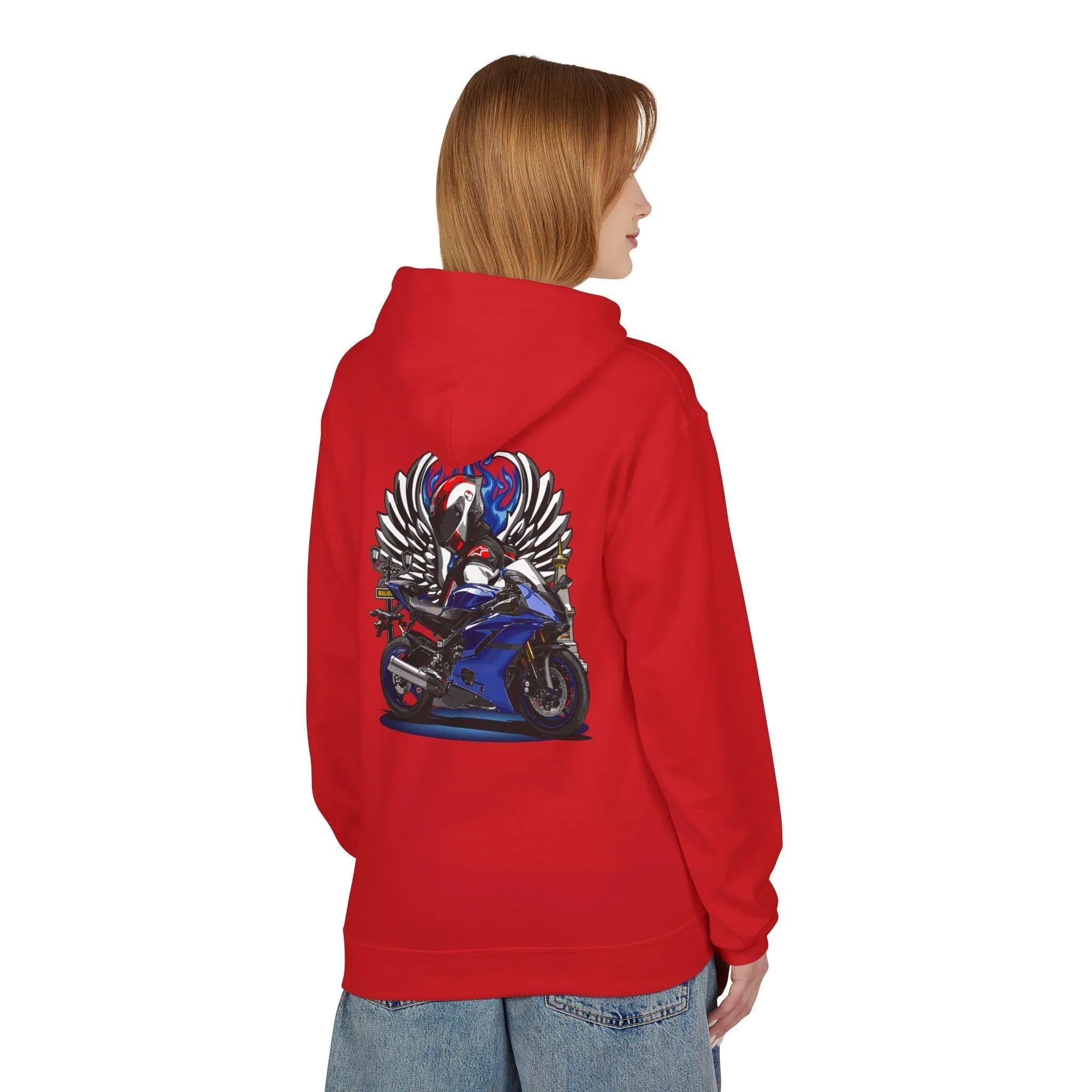 Yamaha R6 Winged Biker Fleece Hoodie - Ultimate Comfort for Motorcycle Lovers