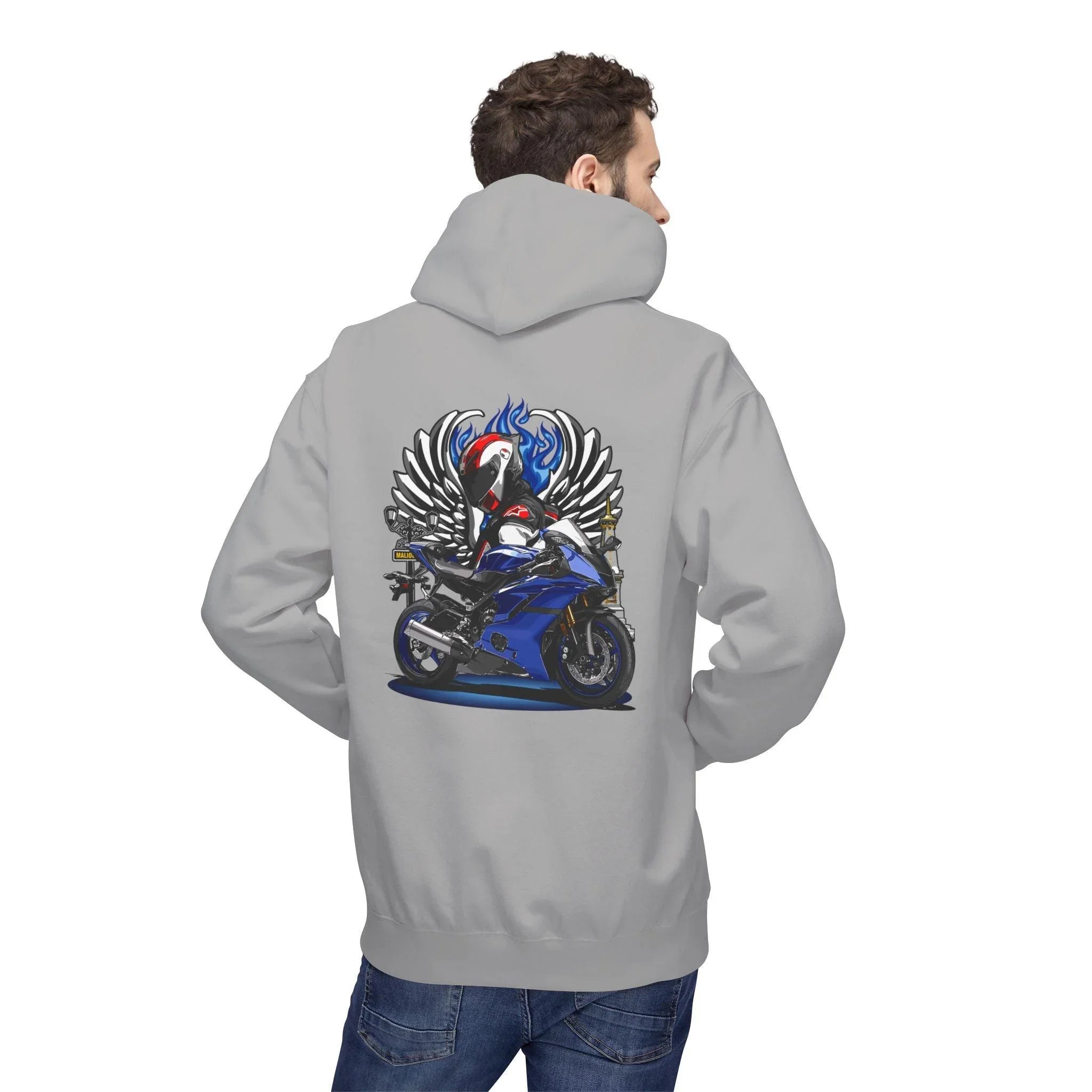 Yamaha R6 Winged Biker Fleece Hoodie - Ultimate Comfort for Motorcycle Lovers