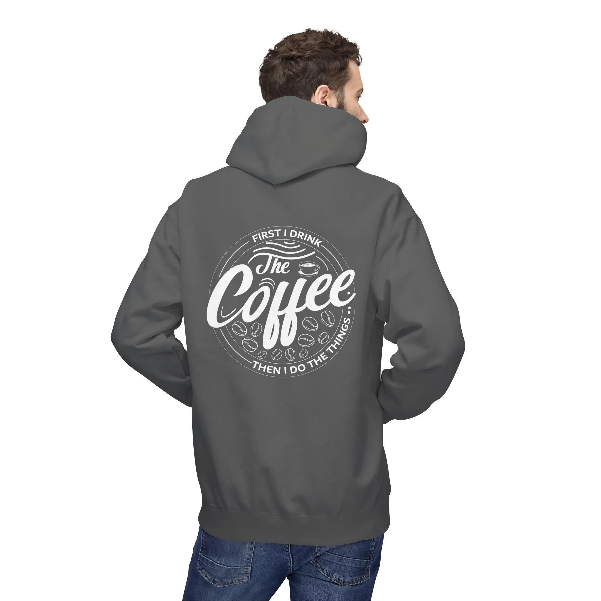 Cozy Up with the "Coffee First" Premium Fleece Hoodie