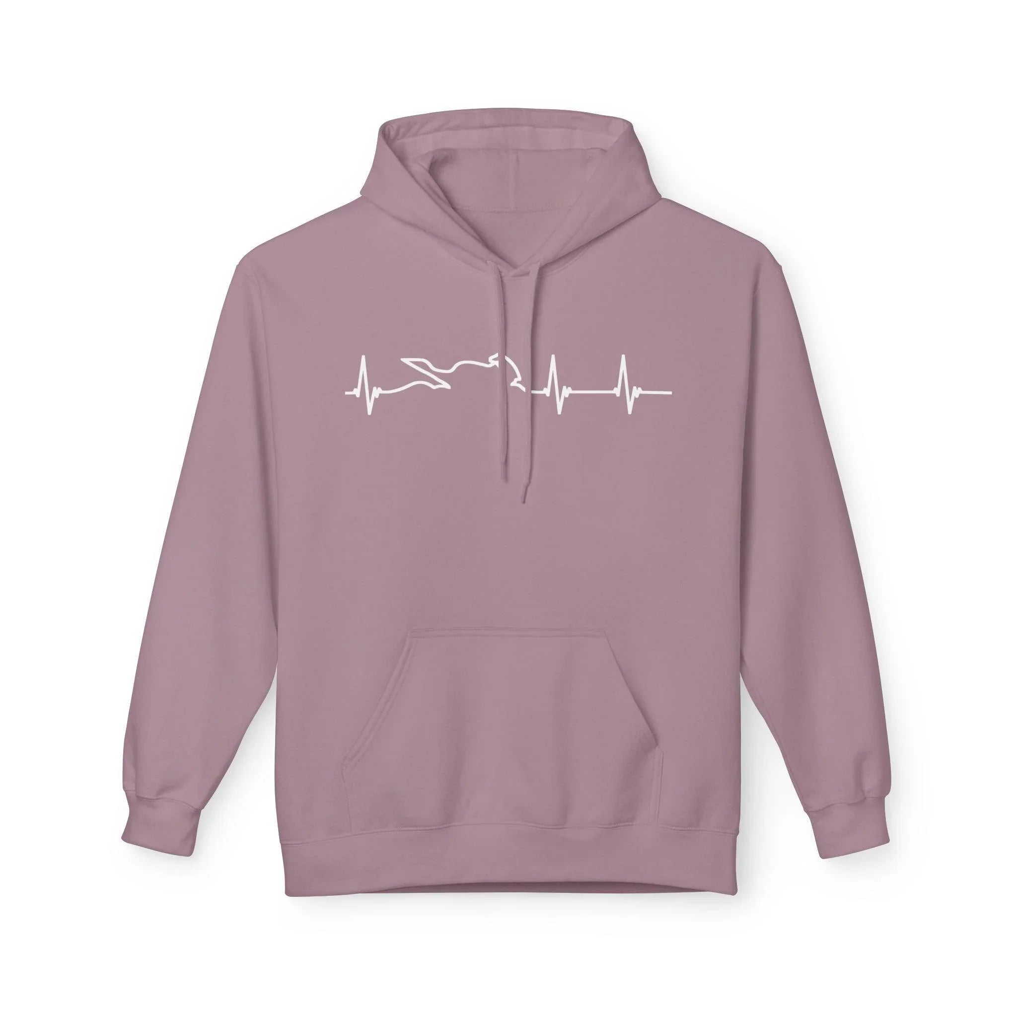Motorcycle Passion Heartbeat Fleece Pullover Hoodie