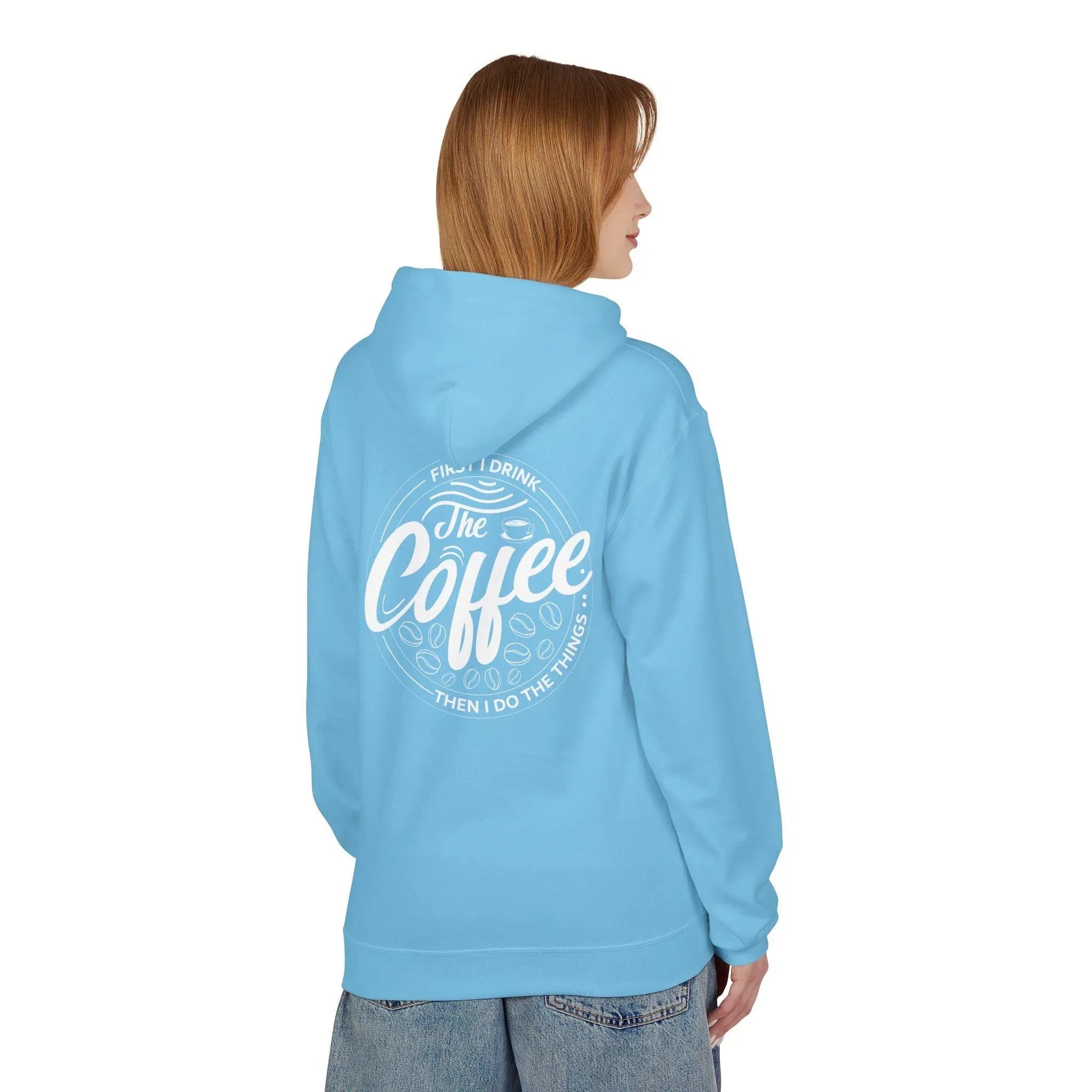 Cozy Up with the "Coffee First" Premium Fleece Hoodie