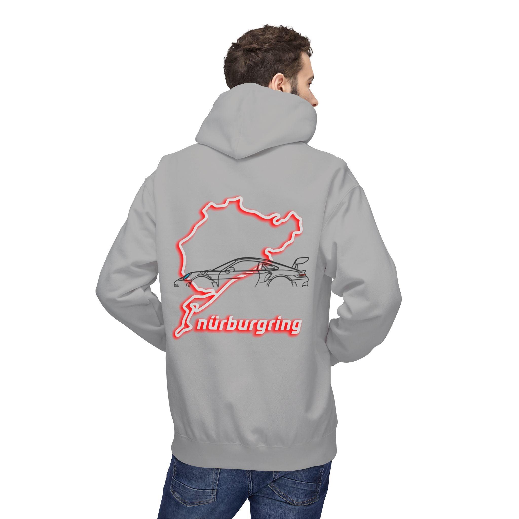 Porsche GT3RS Red Eyes Fleece Hoodie - Nürburgring Race Track Style