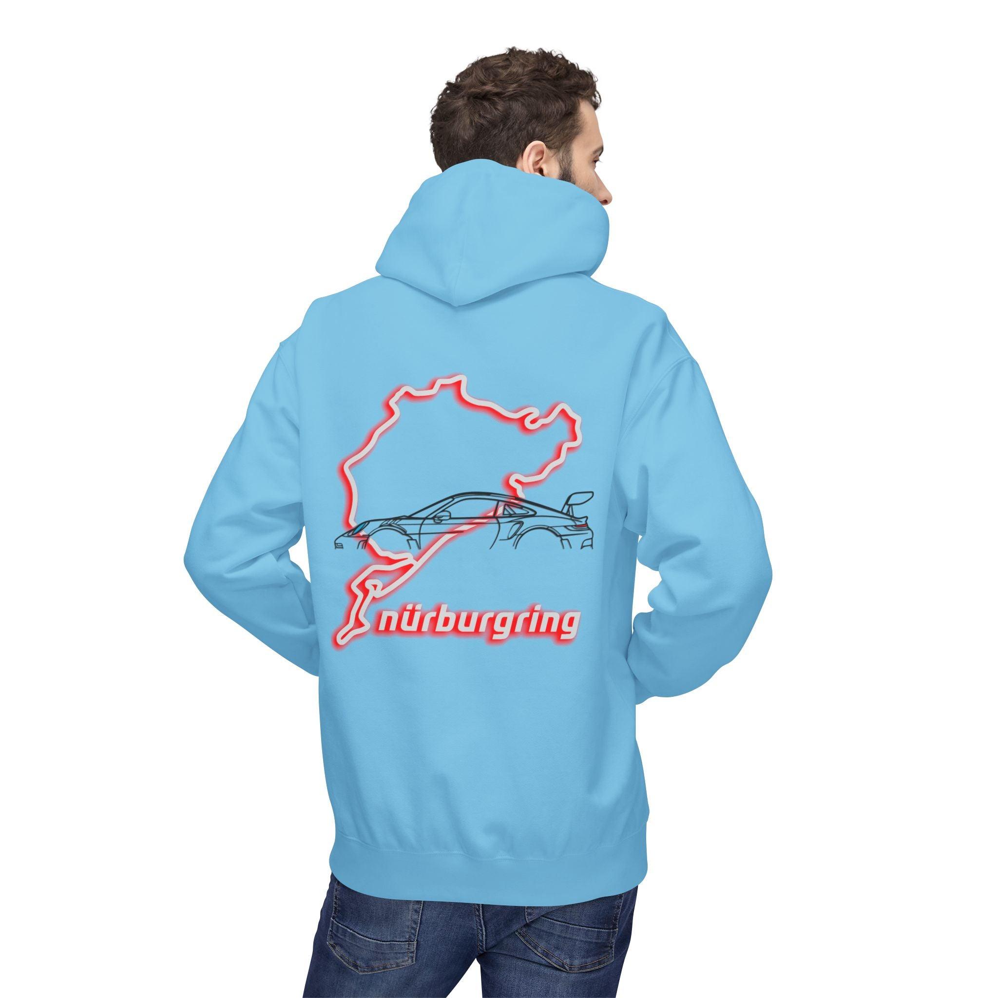 Porsche GT3RS Red Eyes Fleece Hoodie - Nürburgring Race Track Style