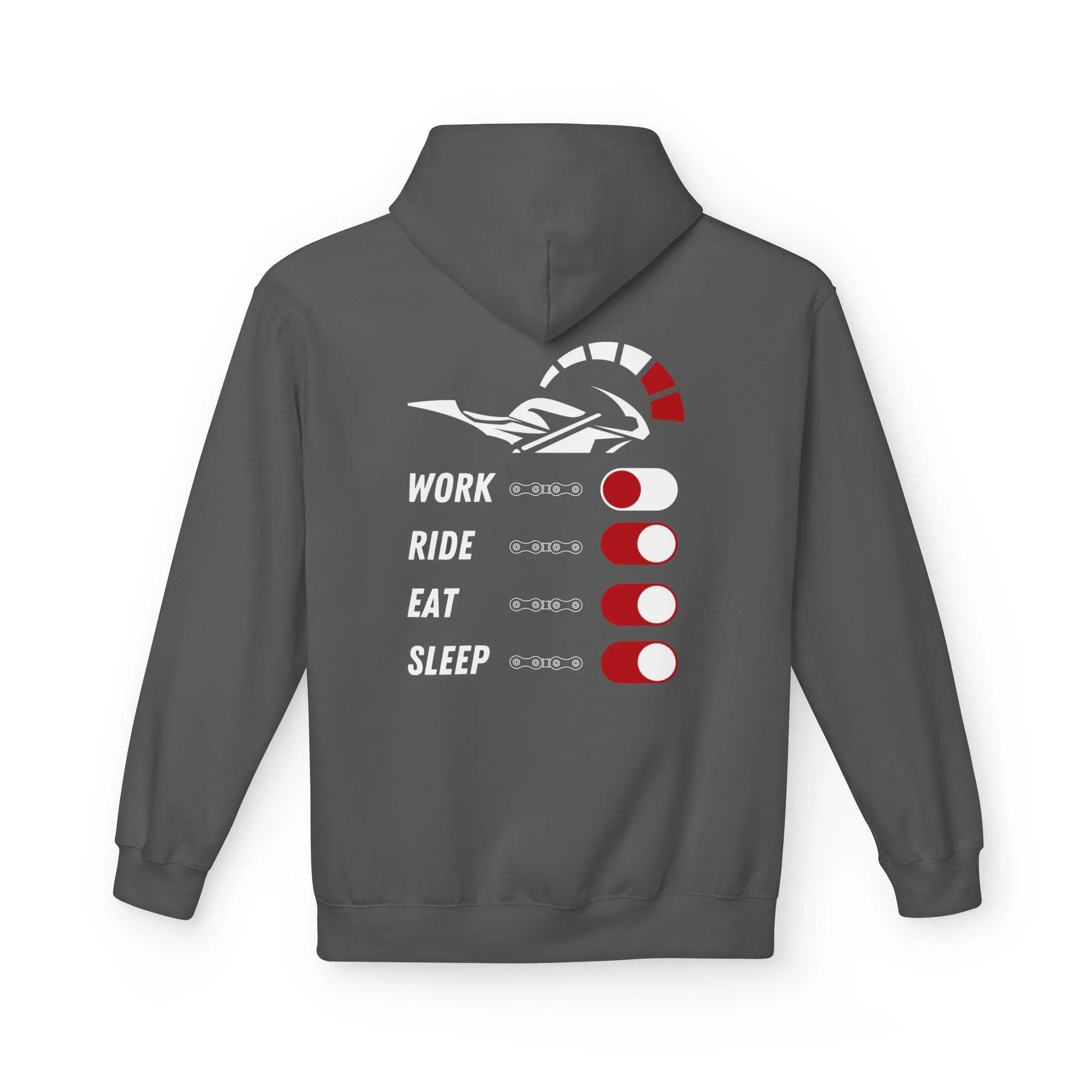 Throttle Designs Adventure Fleece Hoodie - "Live to Ride, Eat, Sleep"