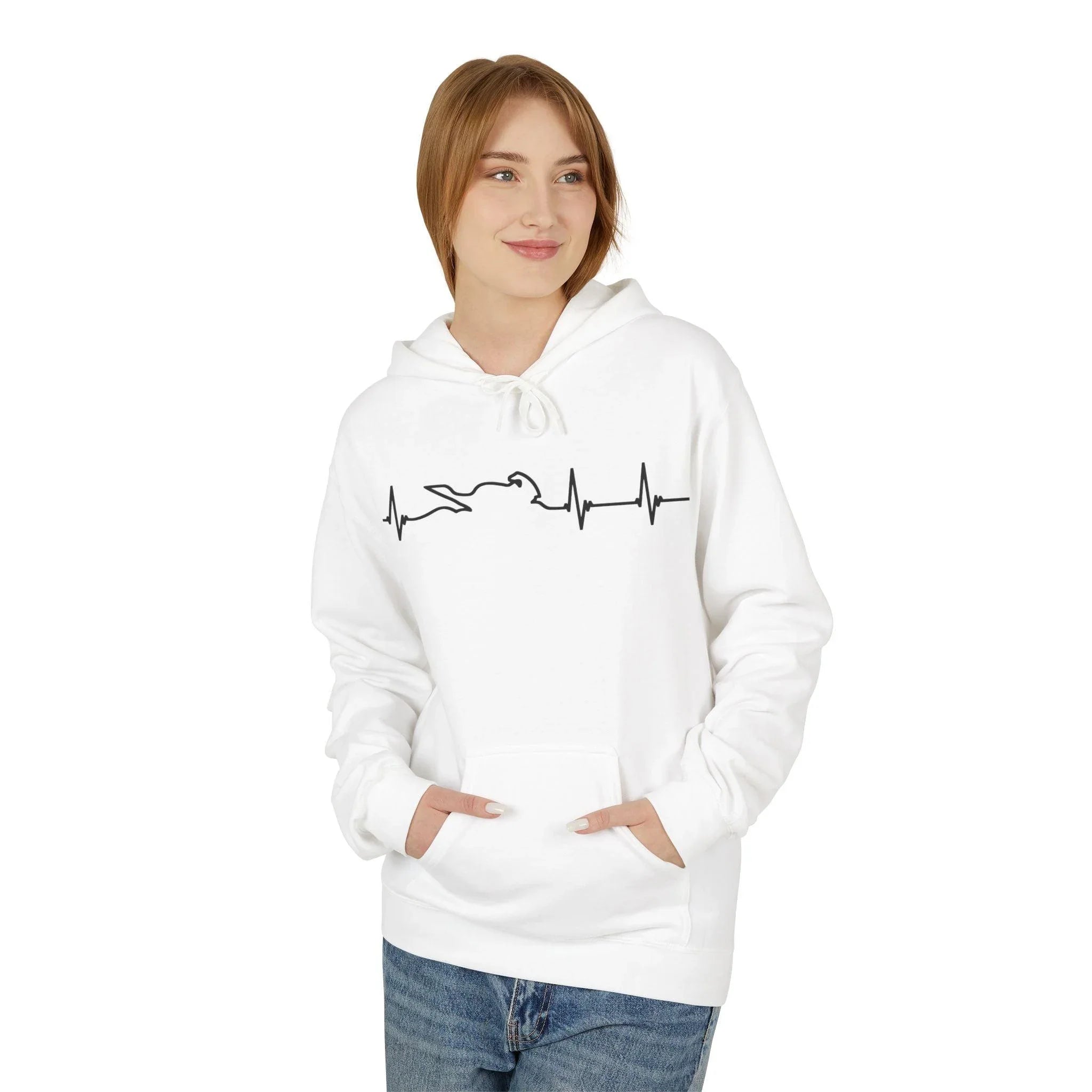 Motorcycle Passion Heartbeat Fleece Pullover Hoodie