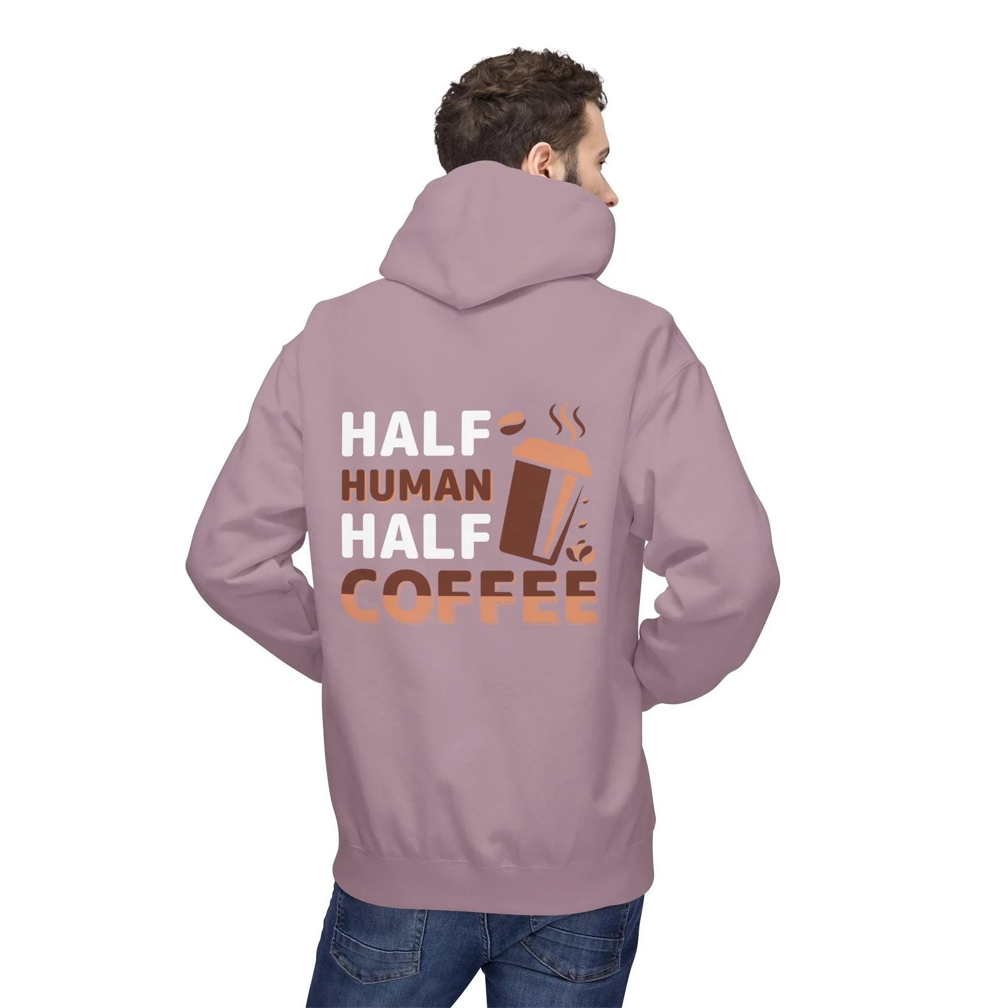 Cozy Coffee Lover's Fleece Hoodie: Half Human, Half Brewed Bliss