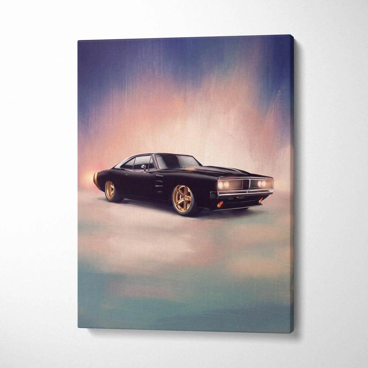 Dodge Charger Inspired Car Wall Art, Classic American Muscle Canvas Print for Office Decor