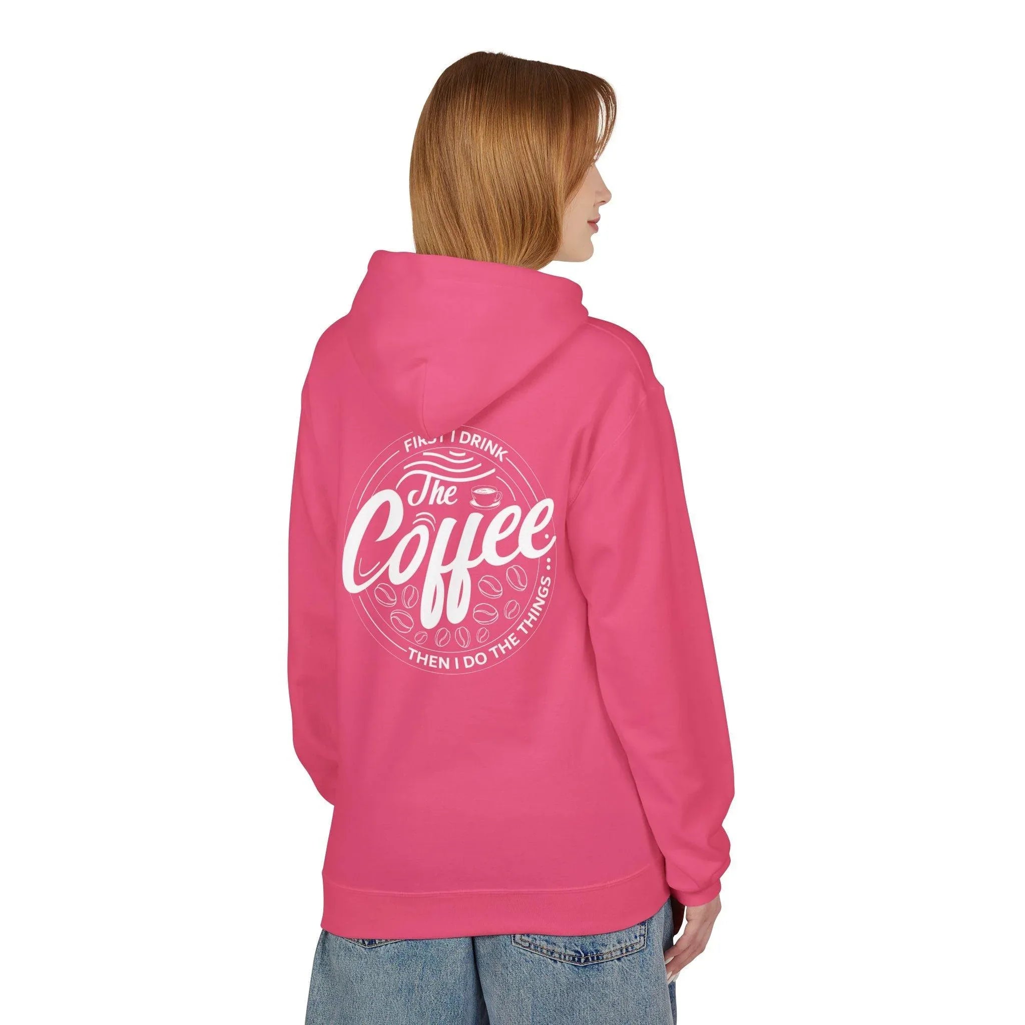 Cozy Up with the "Coffee First" Premium Fleece Hoodie
