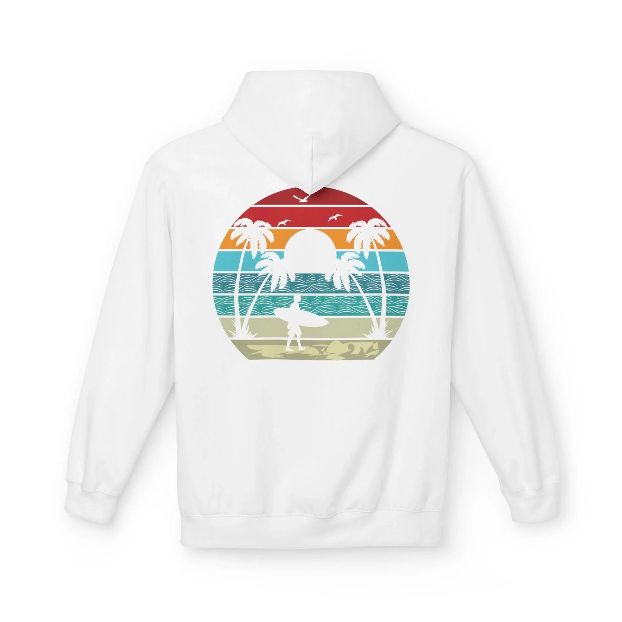 Classic Coastal Vibes Fleece Hoodie - Retro Surfer Style for Ultimate Comfort