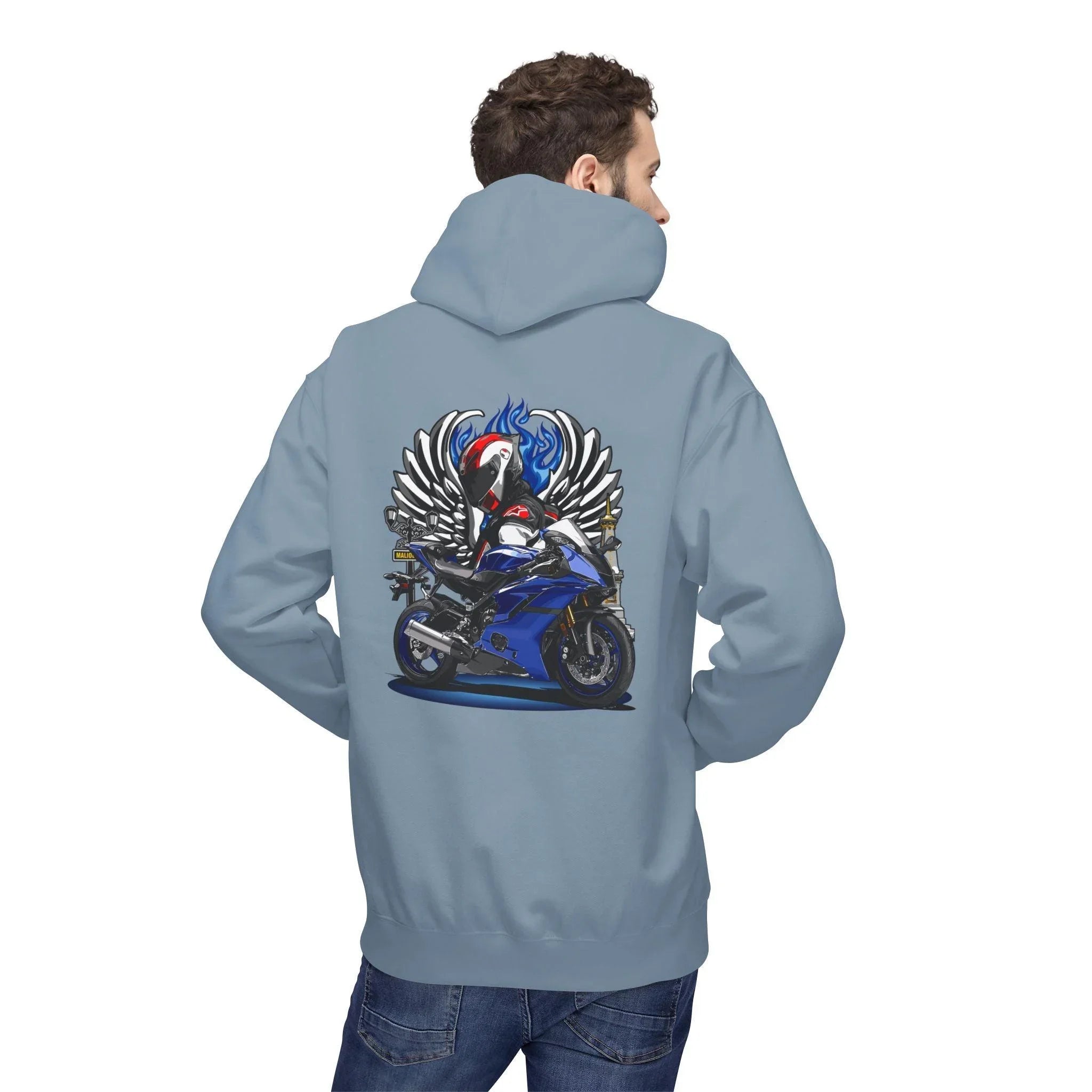 Yamaha R6 Winged Biker Fleece Hoodie - Ultimate Comfort for Motorcycle Lovers