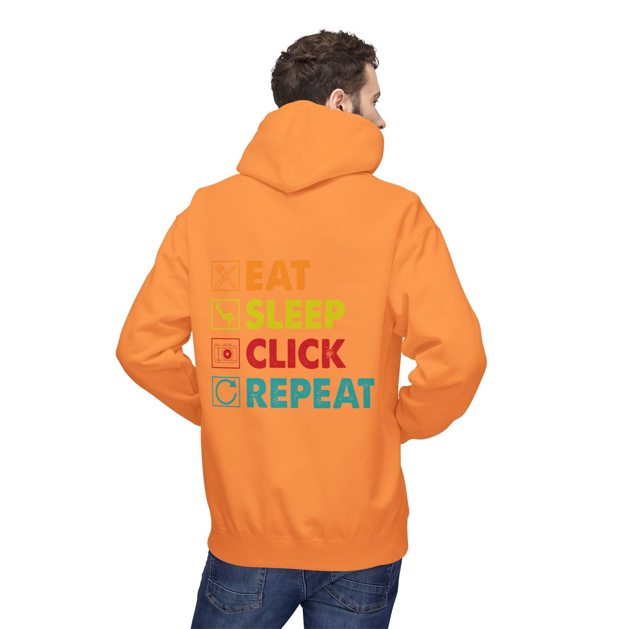 Cozy Photographer Hoodie - "Capture the Moment: Eat, Sleep, Click, Repeat" Fleece Design