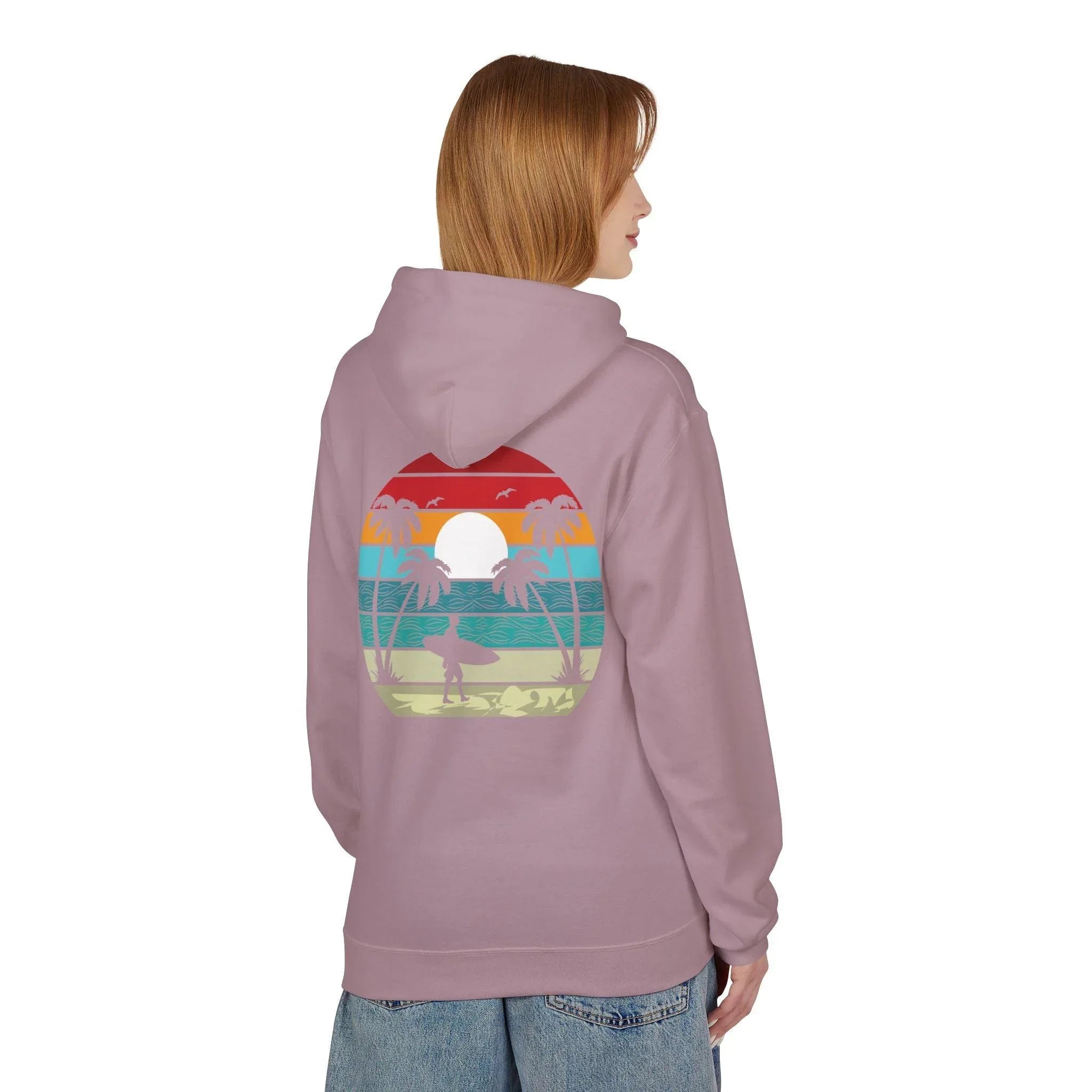 Classic Coastal Vibes Fleece Hoodie - Retro Surfer Style for Ultimate Comfort