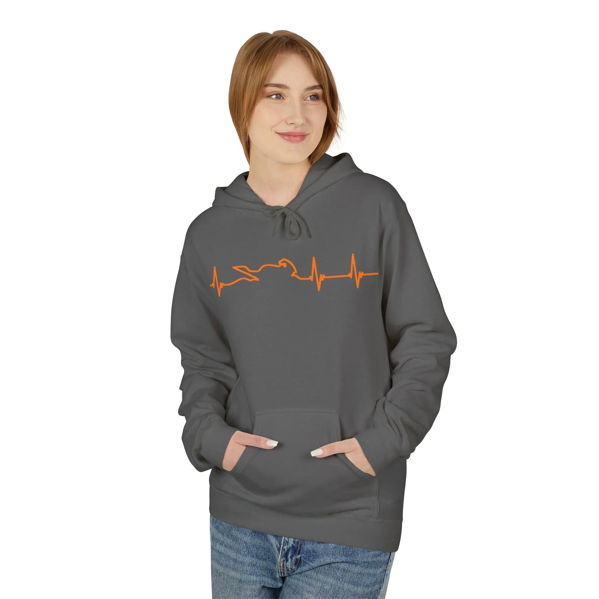 Motorcycle Passion Heartbeat Fleece Pullover Hoodie
