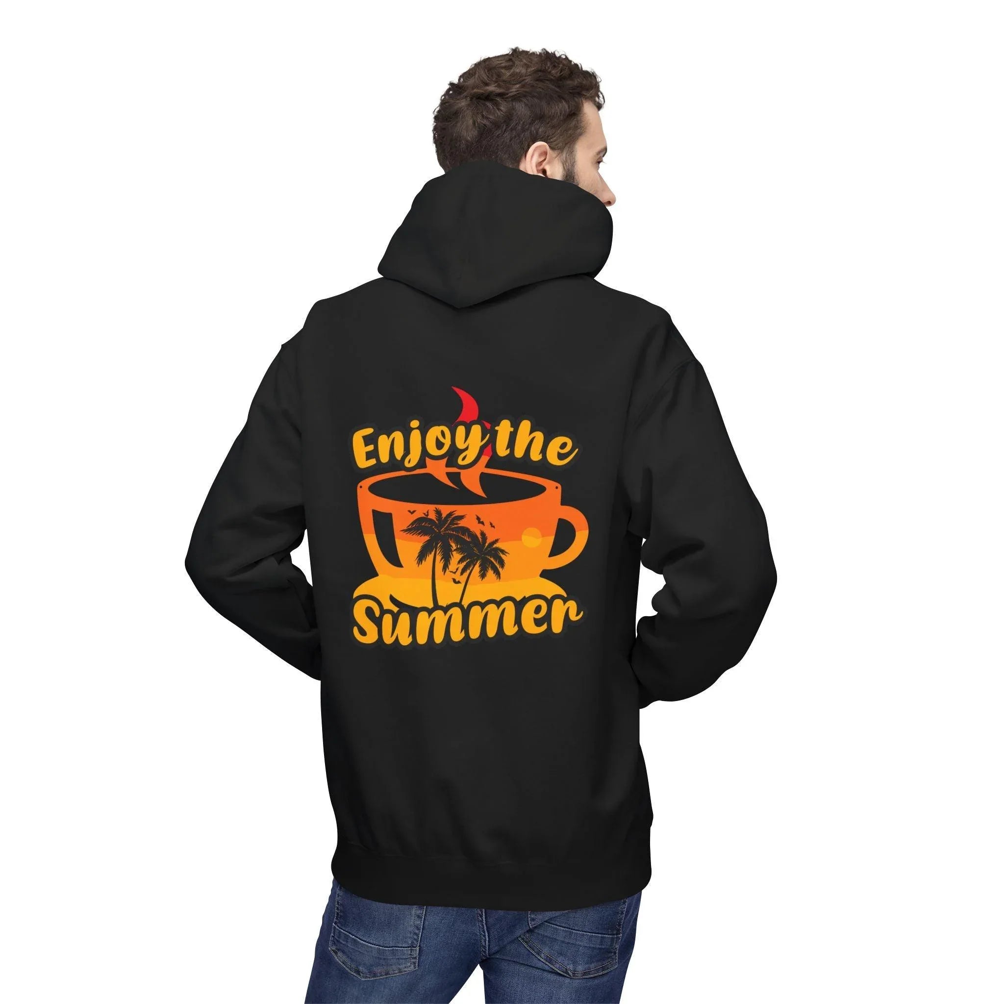 Cozy "Summer Vibes" Coffee Fleece Hoodie for Ultimate Comfort and Style