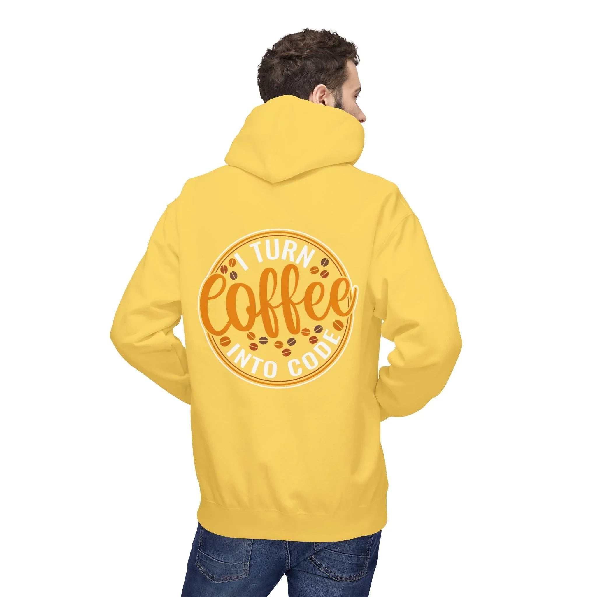 "I Turn Coffee Into Code" Cozy Hoodie for Coders and Tech Lovers
