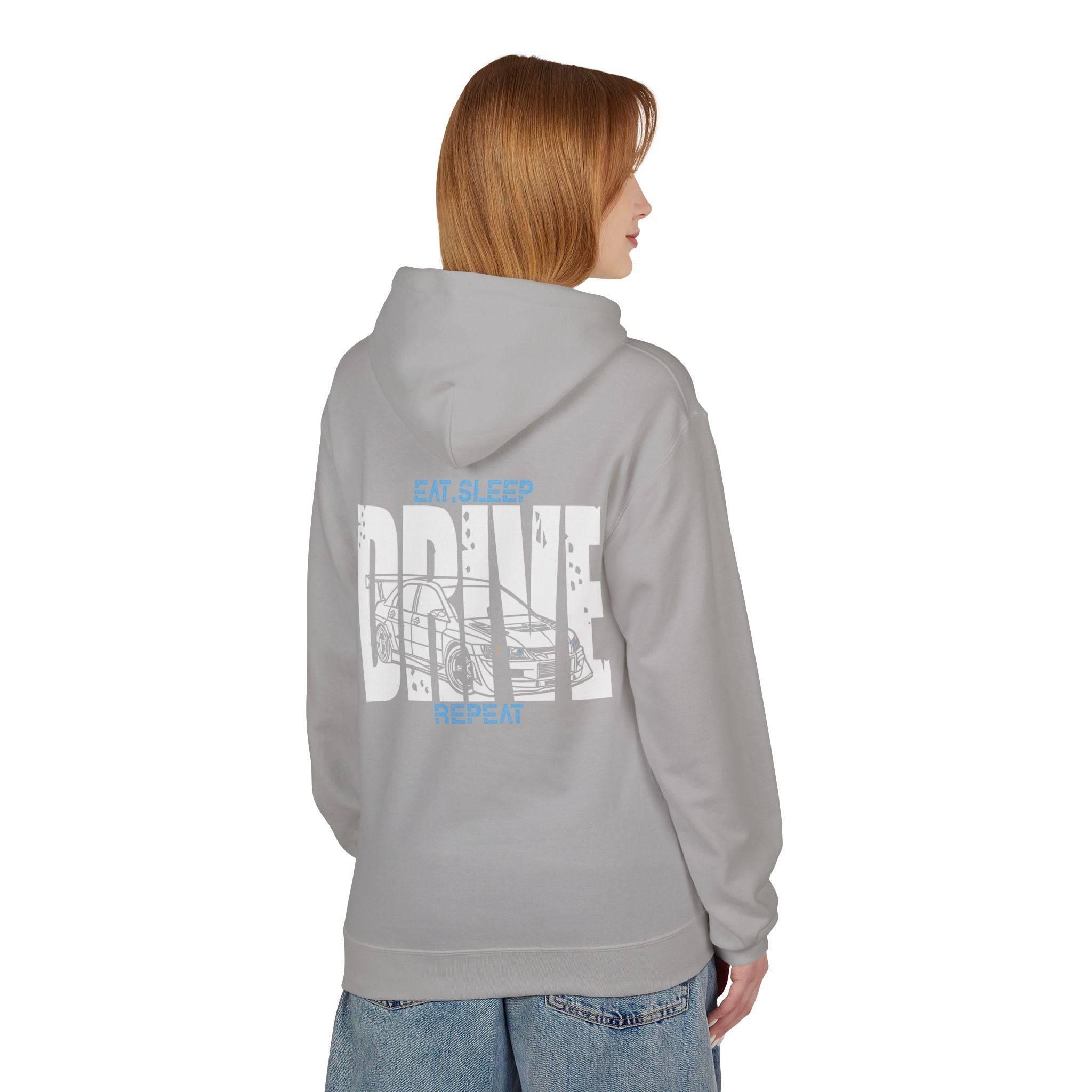Widebody Mitsubishi Evo 9 DRIVE Fleece Hoodie for Automotive Enthusiasts