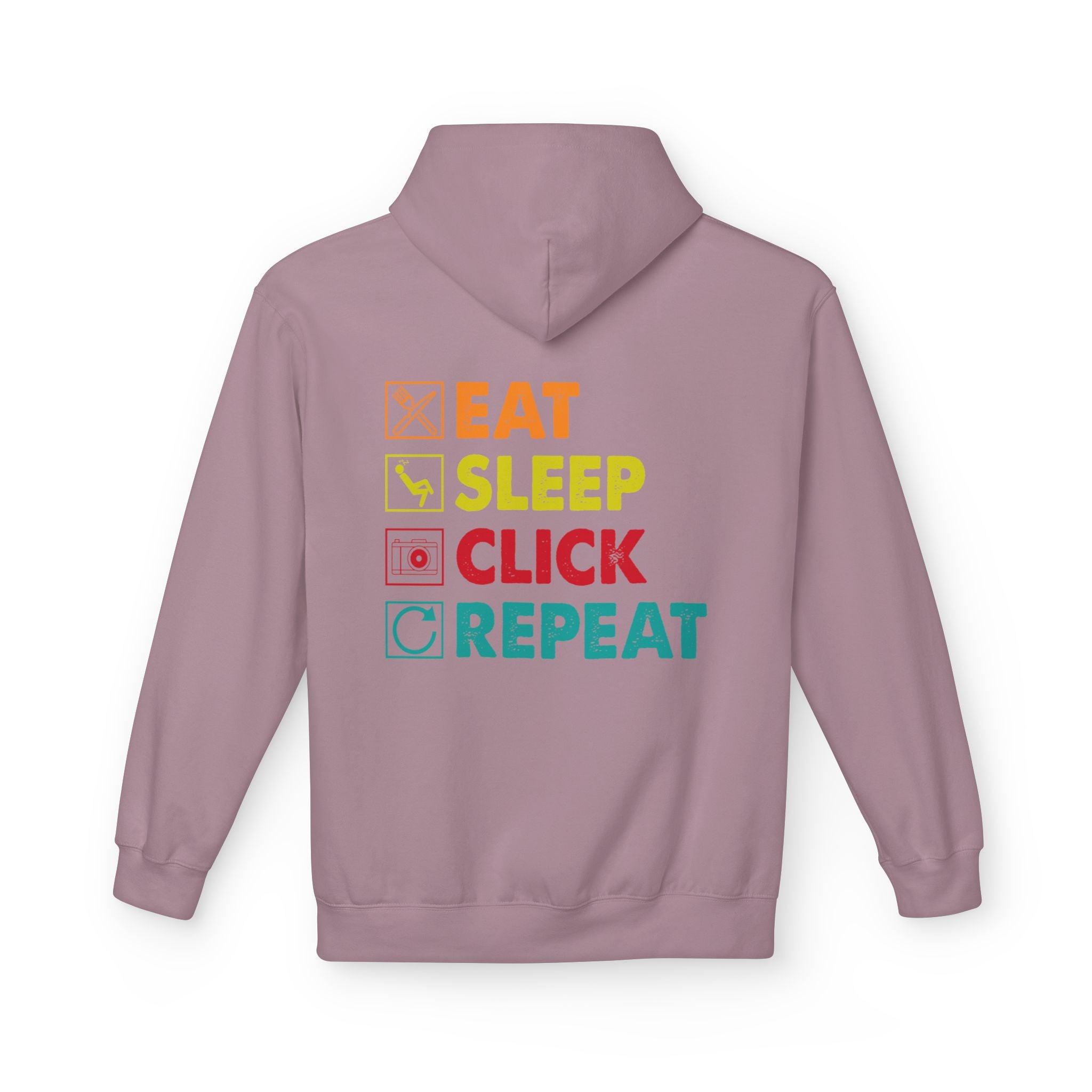 Cozy Photographer Hoodie - "Capture the Moment: Eat, Sleep, Click, Repeat" Fleece Design