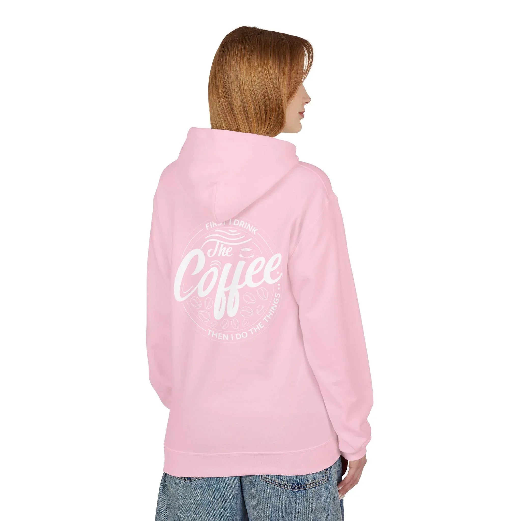 Cozy Up with the "Coffee First" Premium Fleece Hoodie