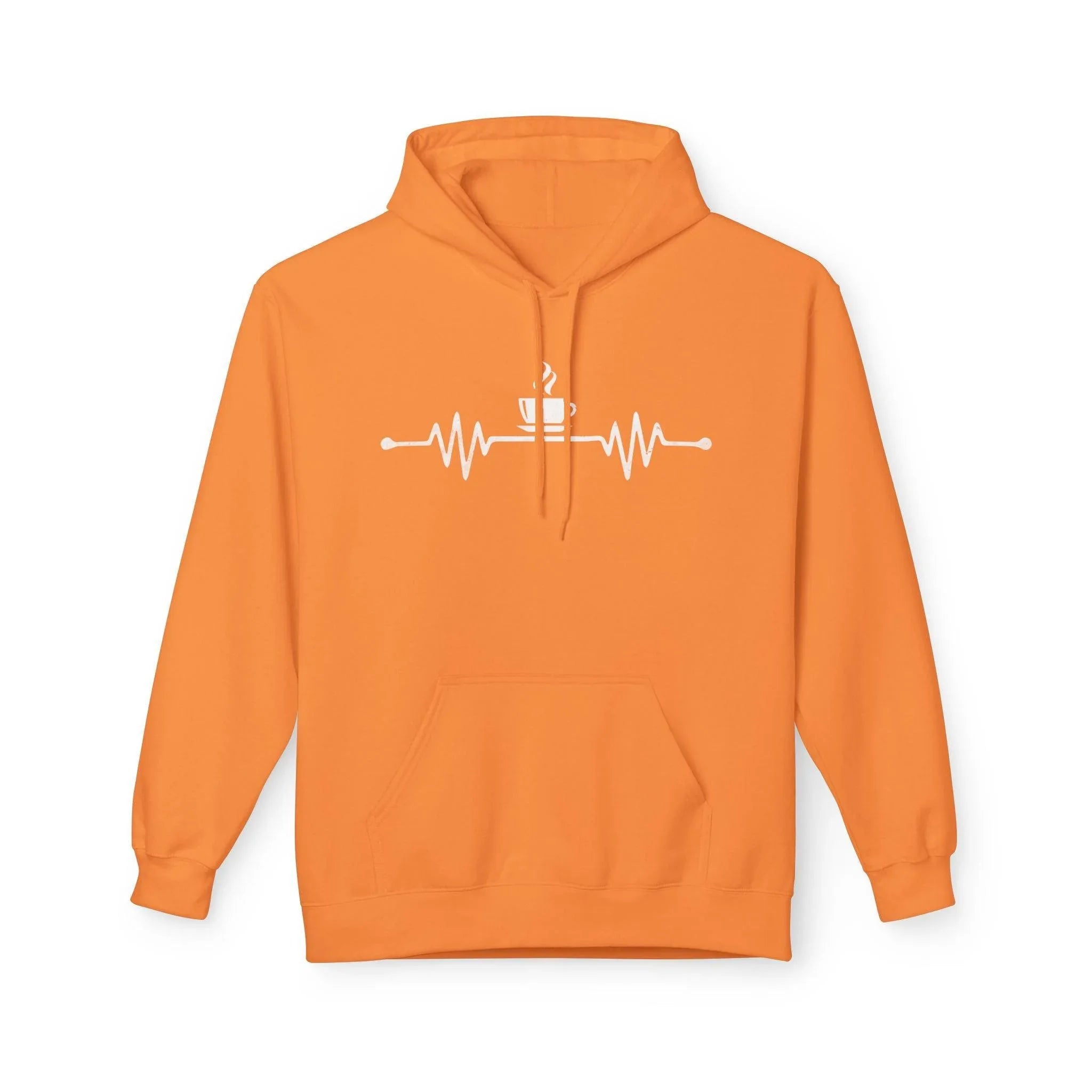 Cozy Coffee Lover's Fleece Hoodie – Heartbeat Design for Ultimate Comfort