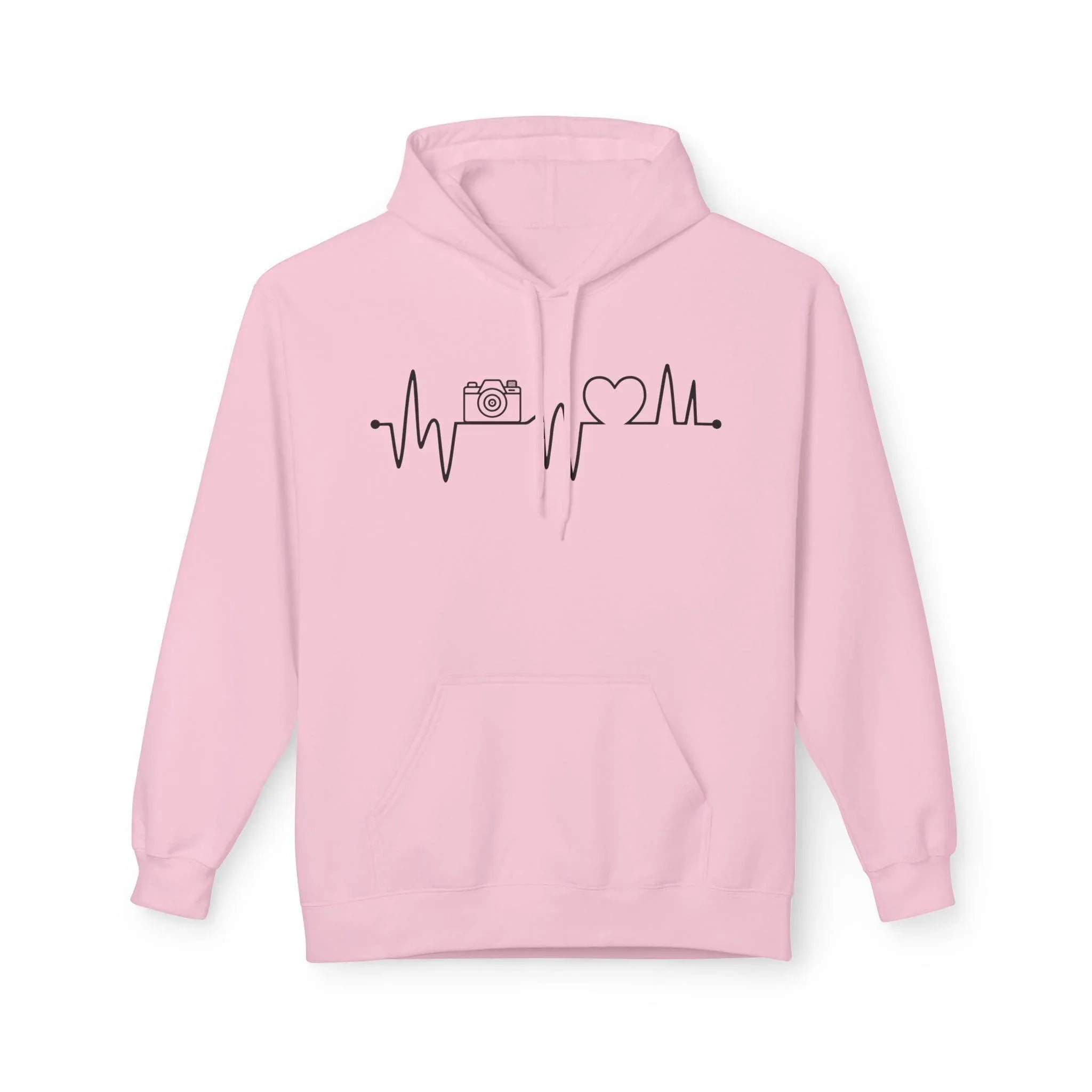 Cozy Photographer's Heartbeat Fleece Hoodie - Ultimate Comfort & Style