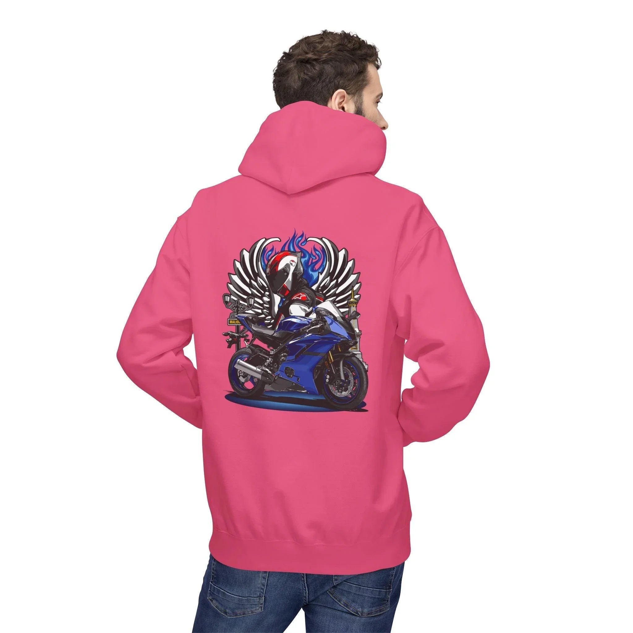 Yamaha R6 Winged Biker Fleece Hoodie - Ultimate Comfort for Motorcycle Lovers