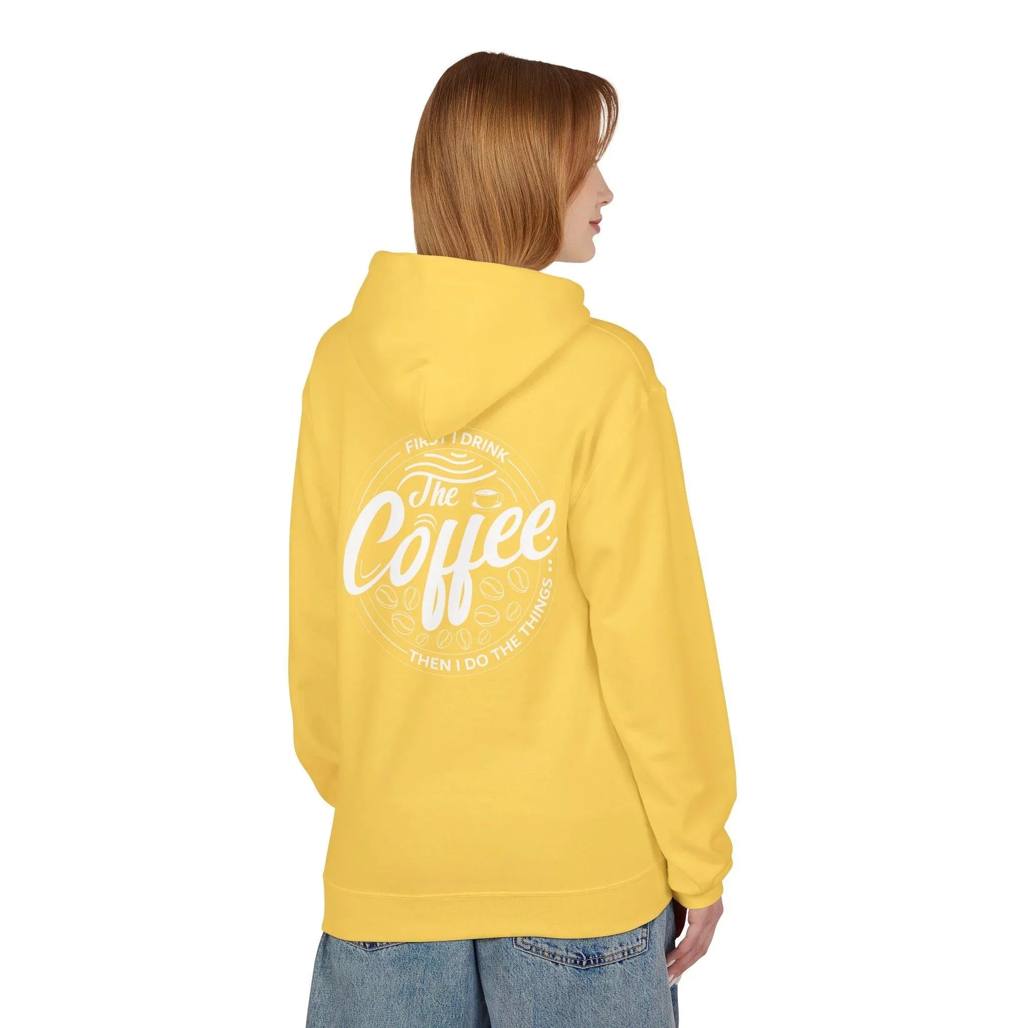 Cozy Up with the "Coffee First" Premium Fleece Hoodie