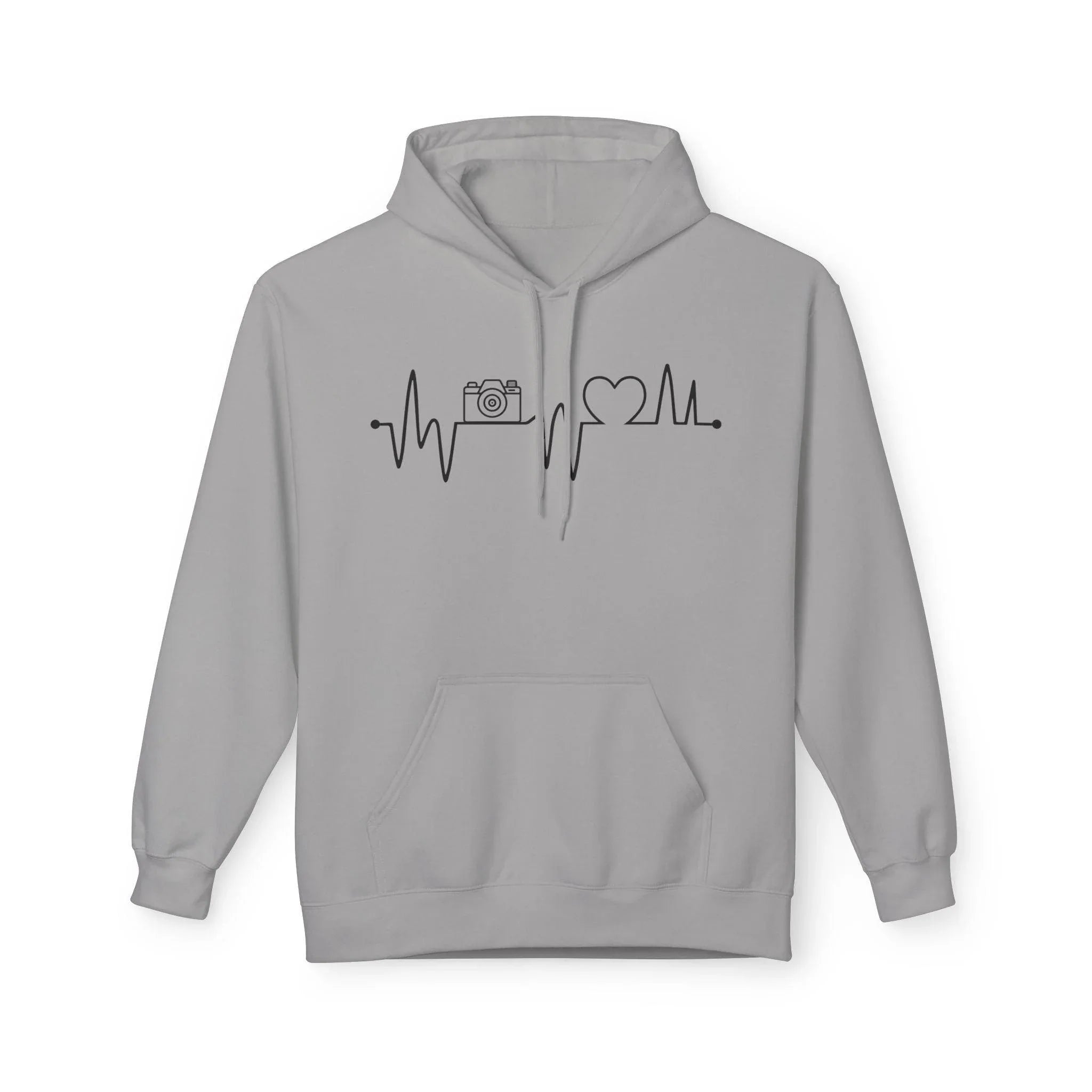 Cozy Photographer's Heartbeat Fleece Hoodie - Ultimate Comfort & Style