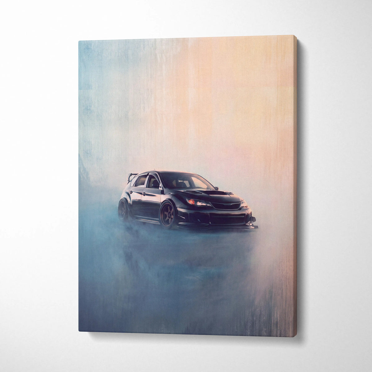 Subaru Impreza WRX STI Inspired Canvas Wall Art, Hatchback Rally Car Painting for Bedroom Decor